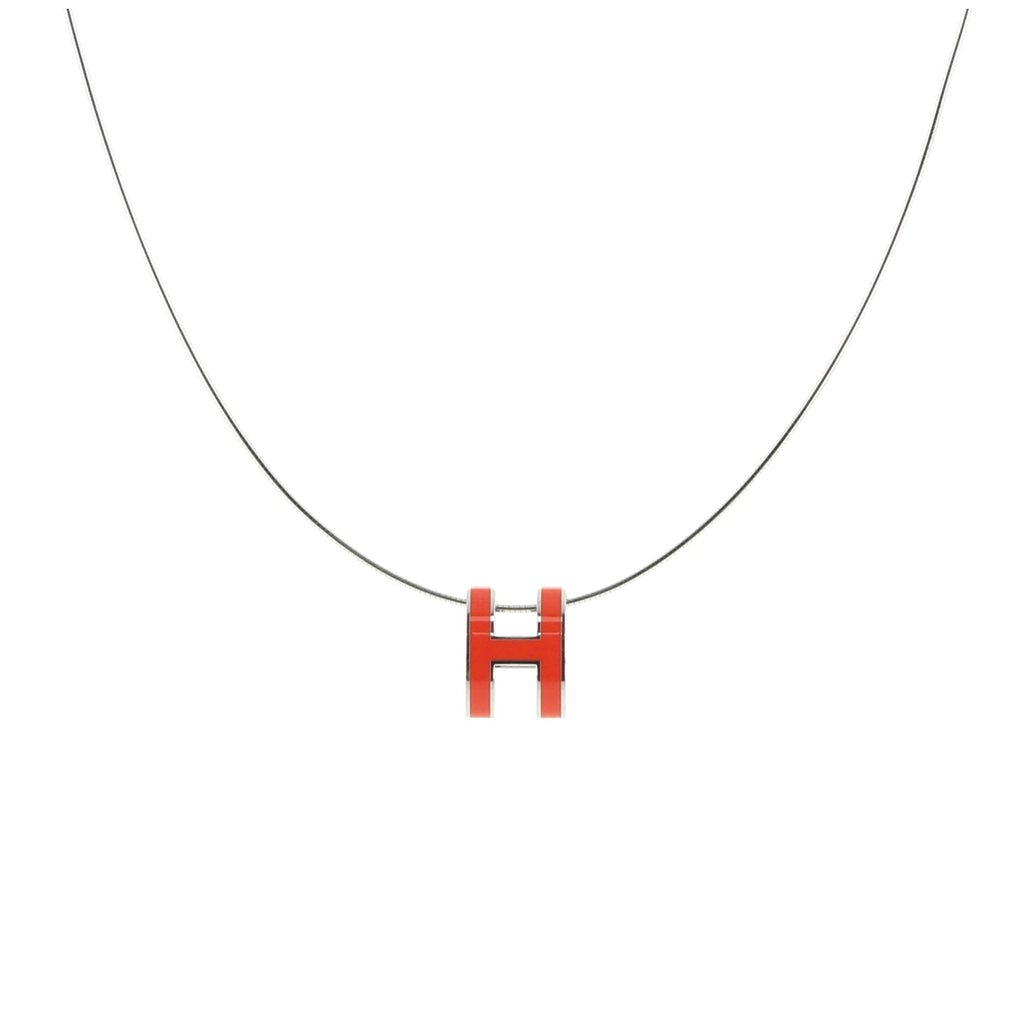 Pop H Pendant Cord Necklace Metal and Enamel
