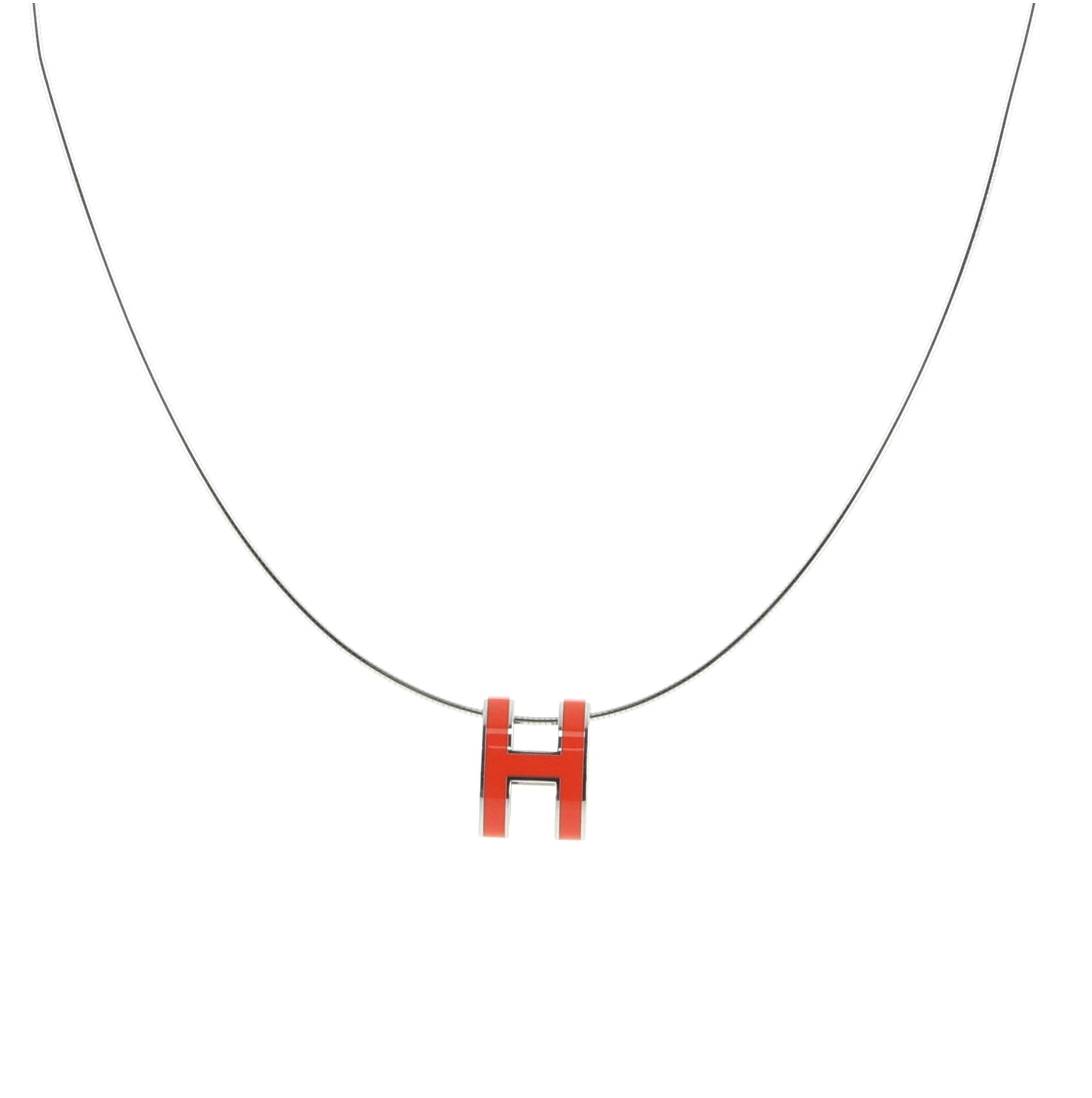 Pop H Pendant Cord Necklace Metal and Enamel