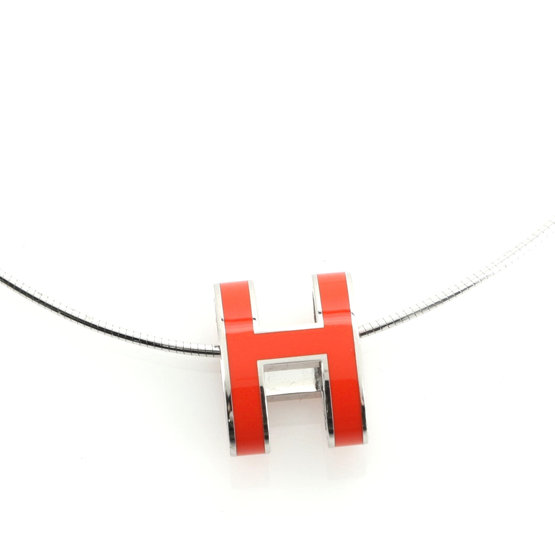 Pop H Pendant Cord Necklace Metal and Enamel