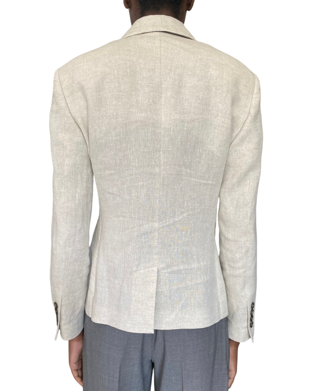 Brunello Cucinelli Ivory Monili Embellished Linen Blazer - 40 / US 4
