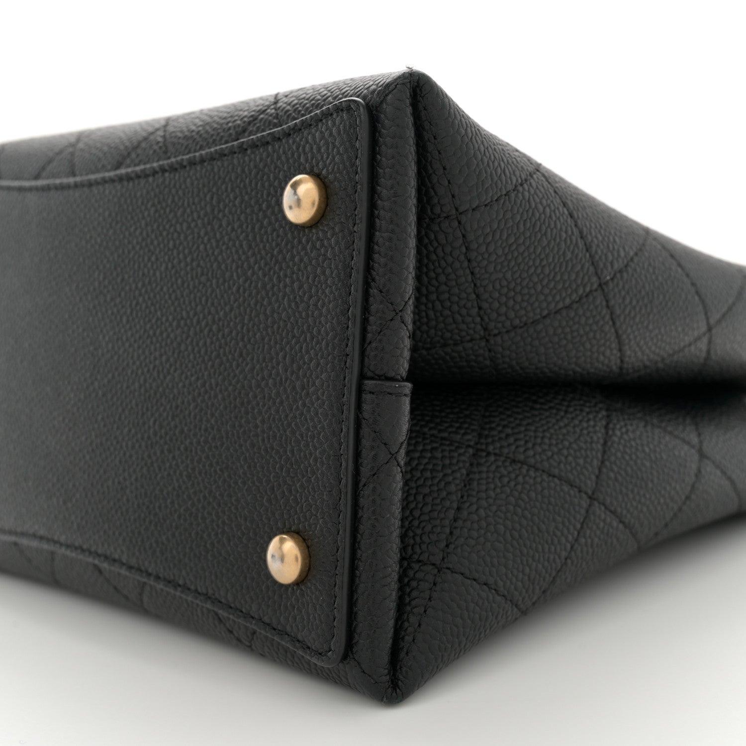 Grained Calfskin Stitched Small Drawstring Bag Black