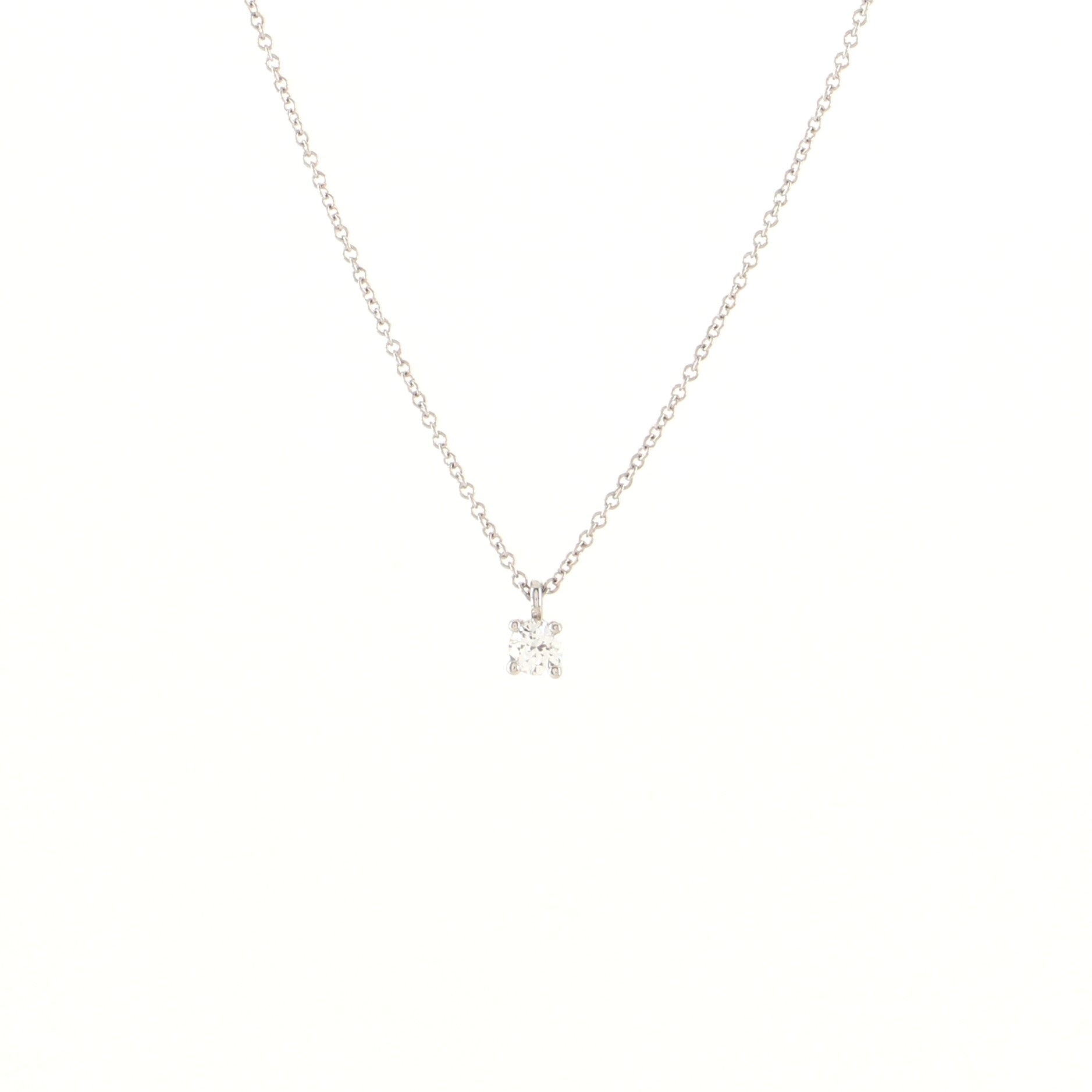 Solitaire diamond pendant Necklace Platinum and DIamond .17CT