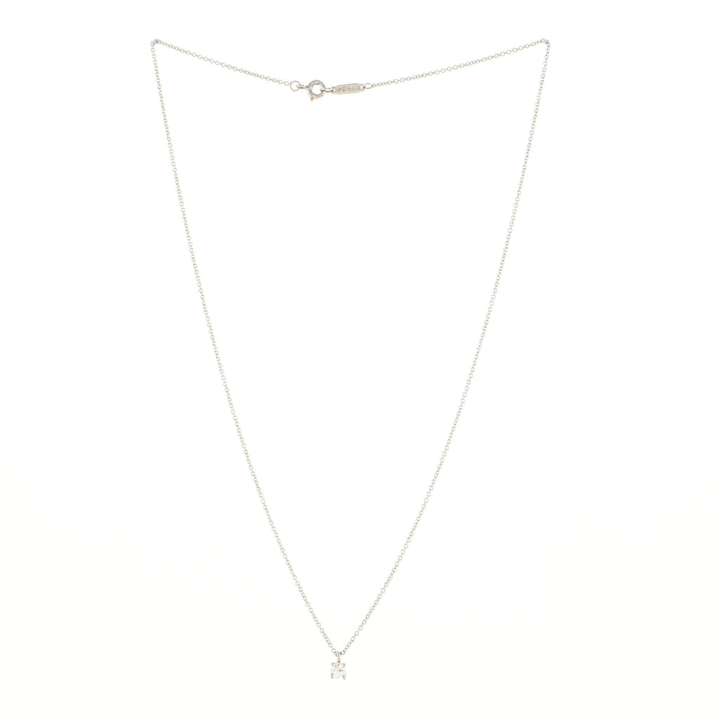 Solitaire diamond pendant Necklace Platinum and DIamond .17CT