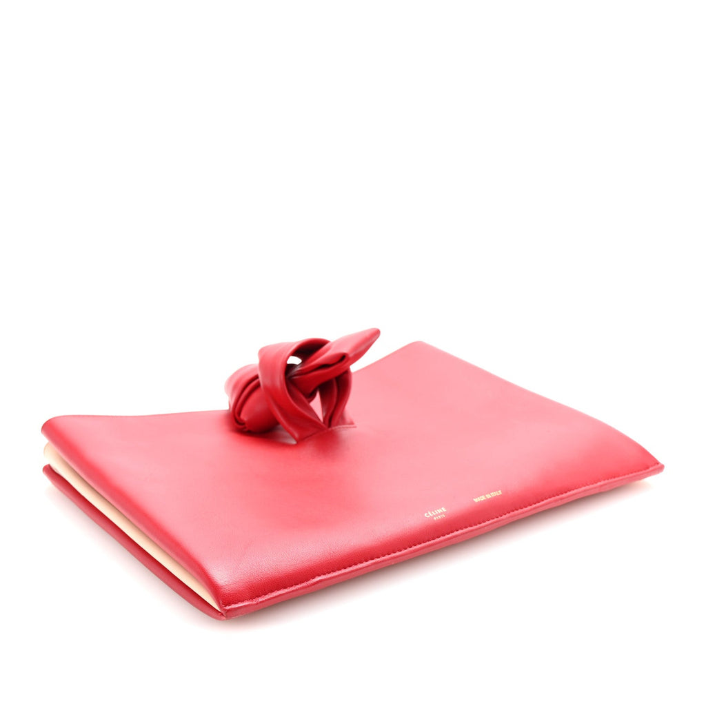 Lambskin Knotted Clutch Bright Red Powder
