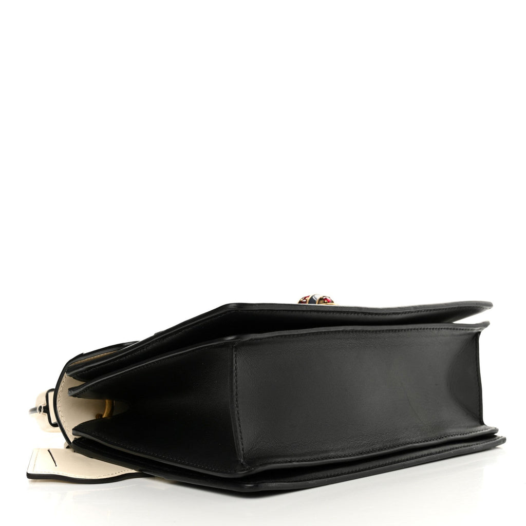 Calfskin Sylvie Web Small Queen Margaret Top Handle Bag Black White
