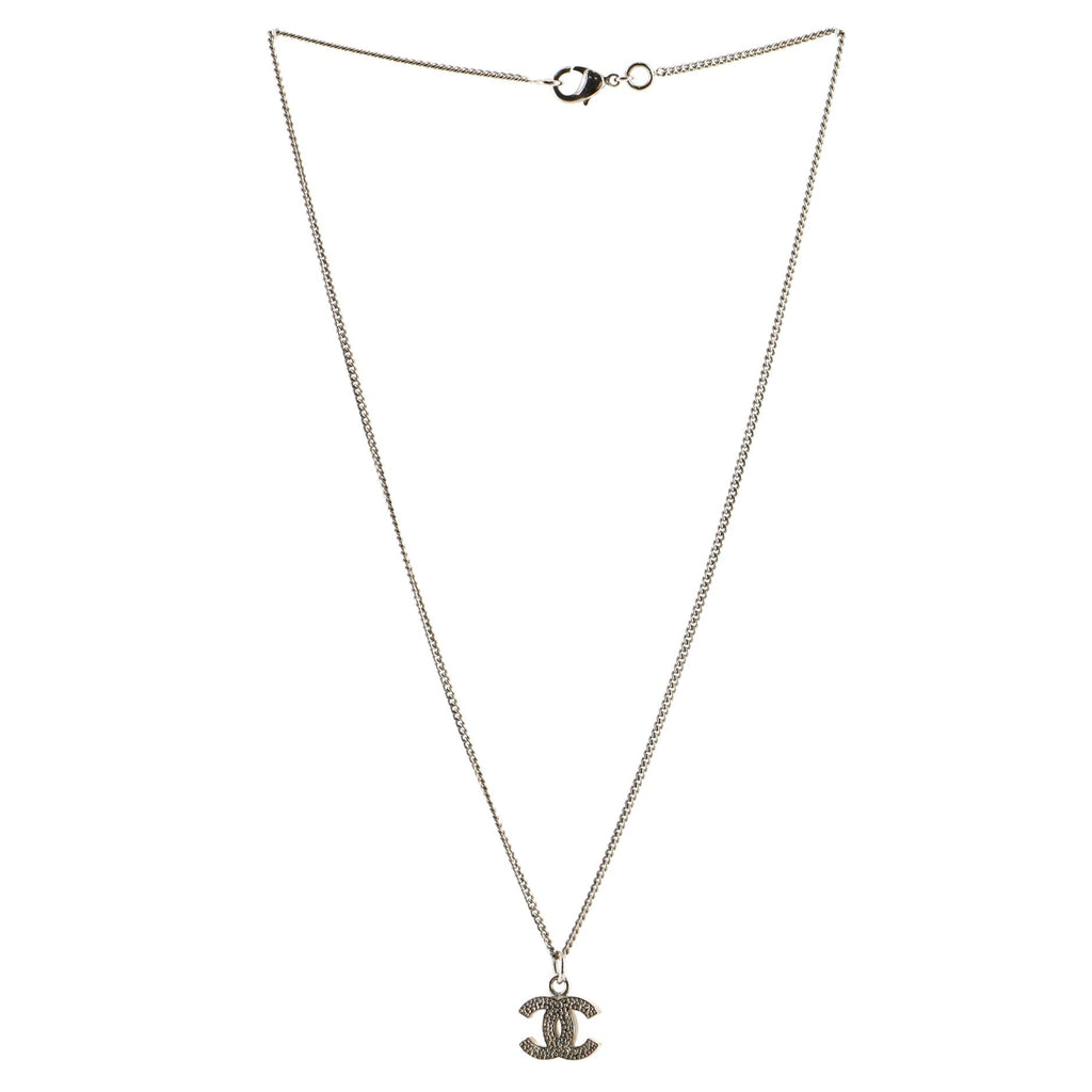 CC Long Pendant Necklace Crystal Embellished Metal