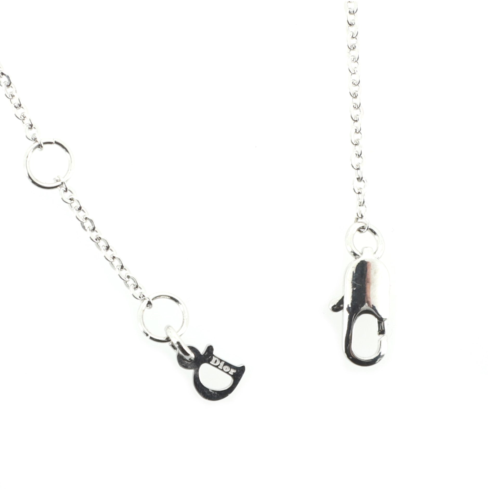 Clover Spellout Pendant Necklace Metal with Crystal