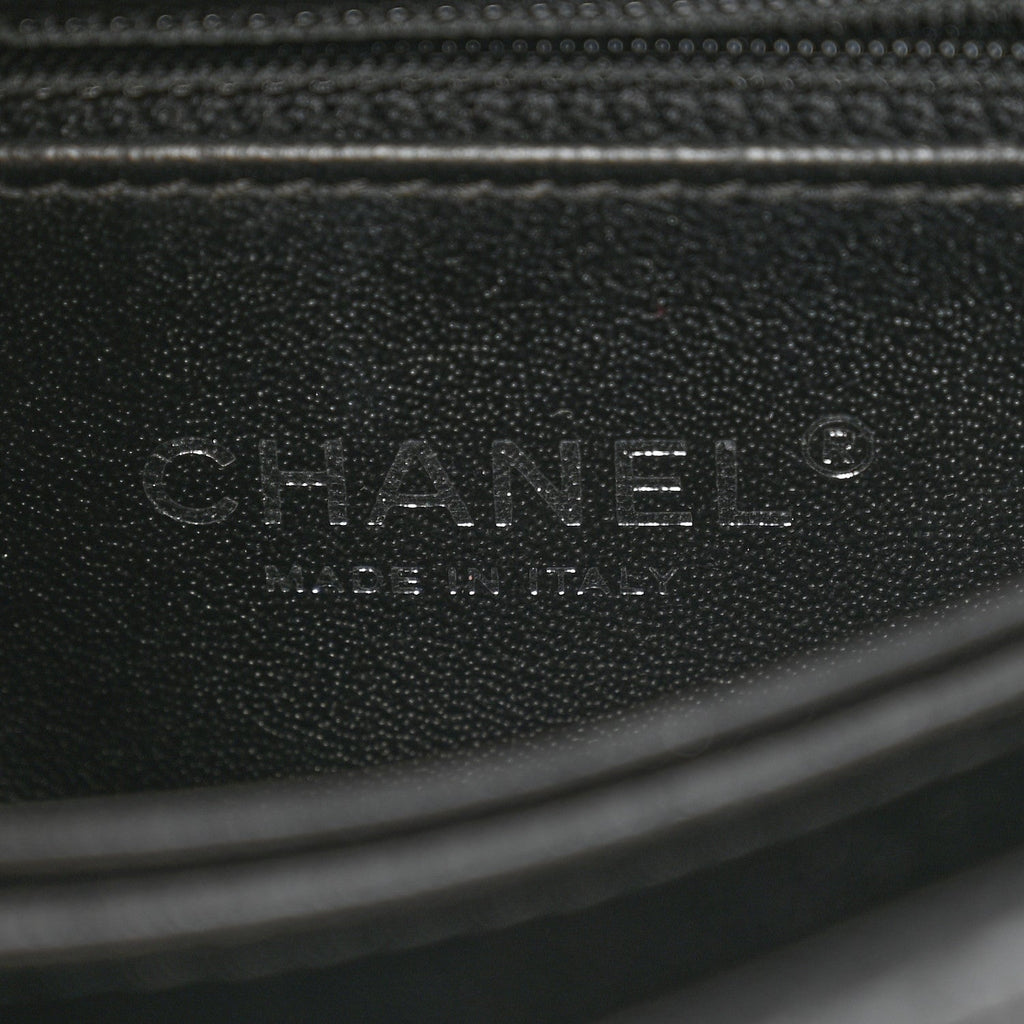 Caviar Lizard Embossed Quilted Mini Coco Handle Flap Black