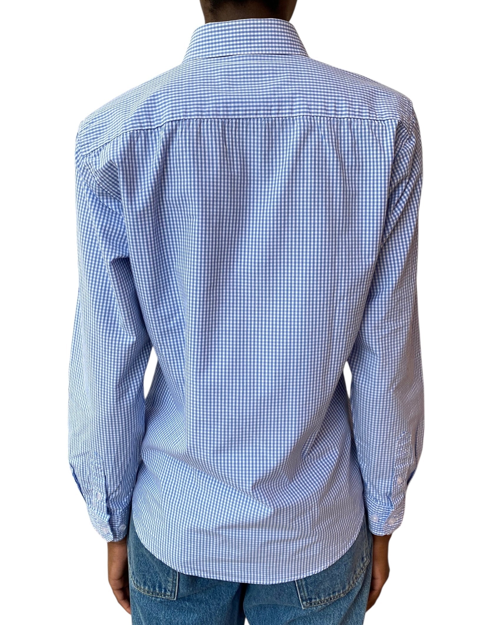 Gucci Blue Checked Snake Embroidered Shirt - US 2