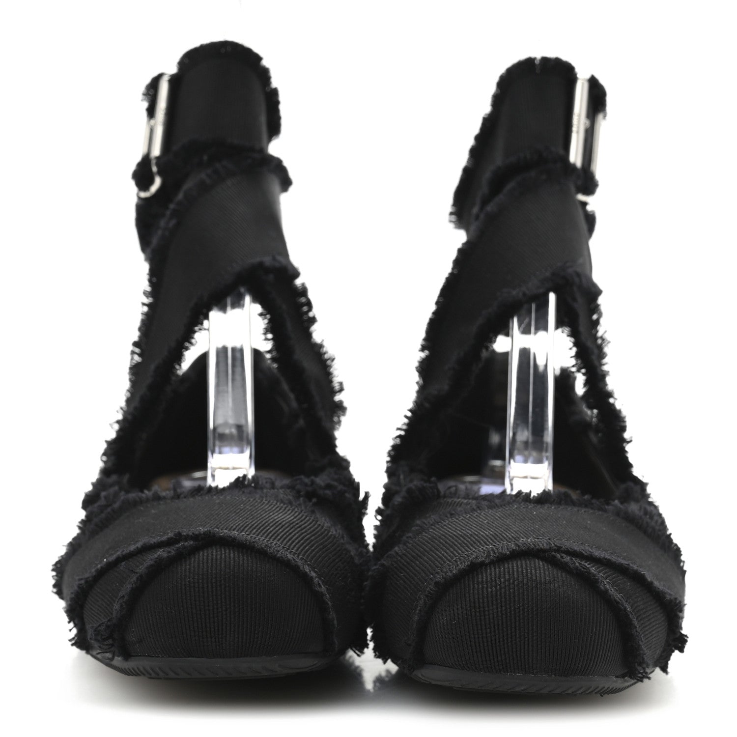 Grosgrain Fringe Songe Ballet Flats 38 Black