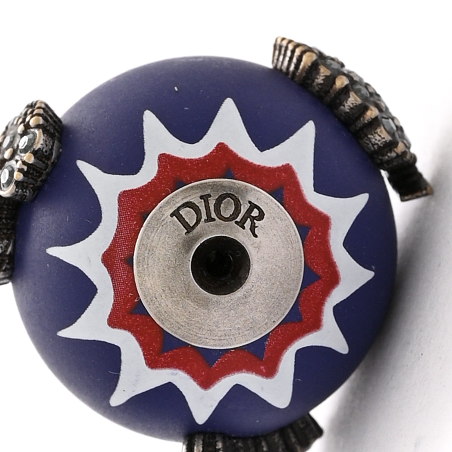 Crystal Mise En Dior Tribal Earrings Matte Blue