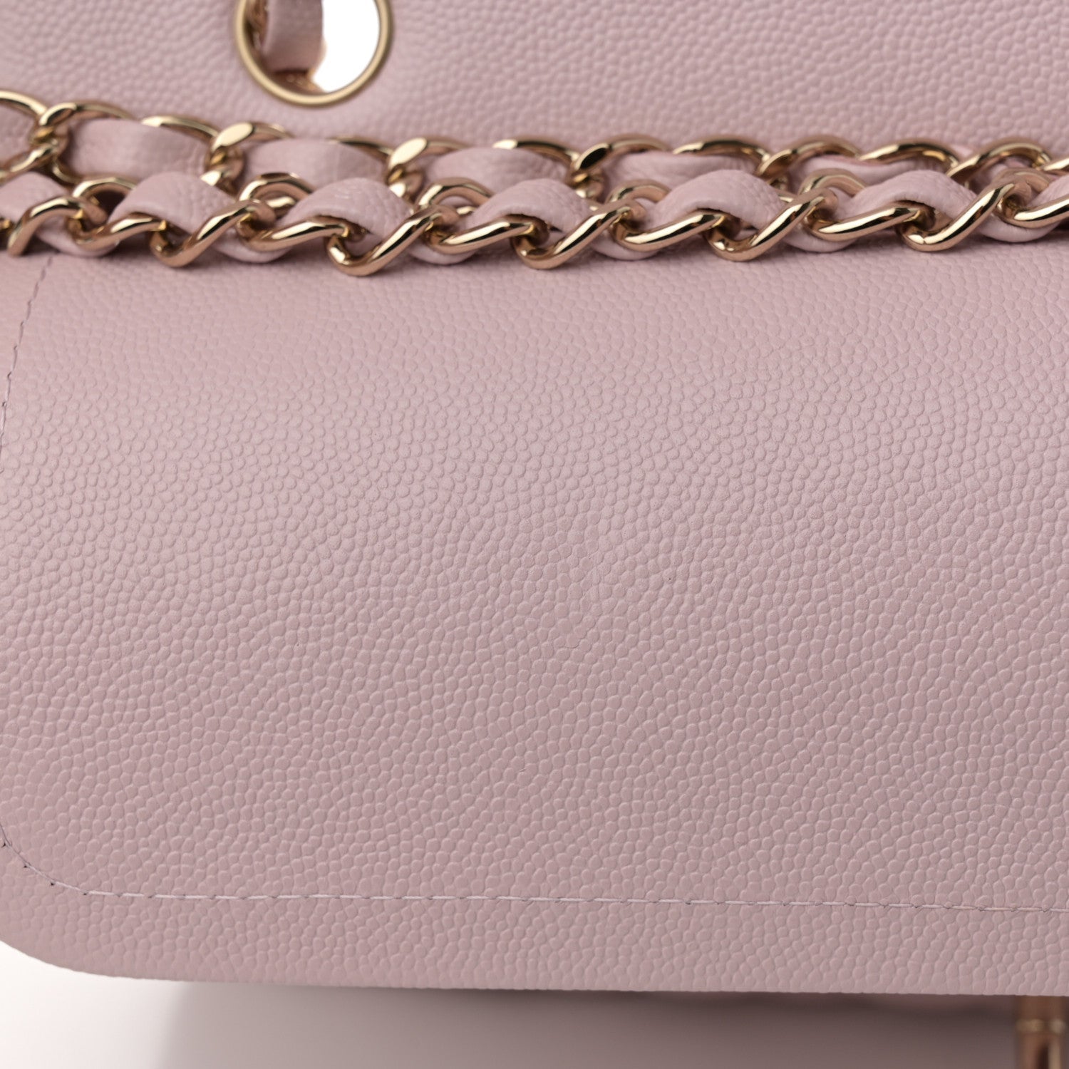 Caviar Quilted Medium Double Flap Light Pink