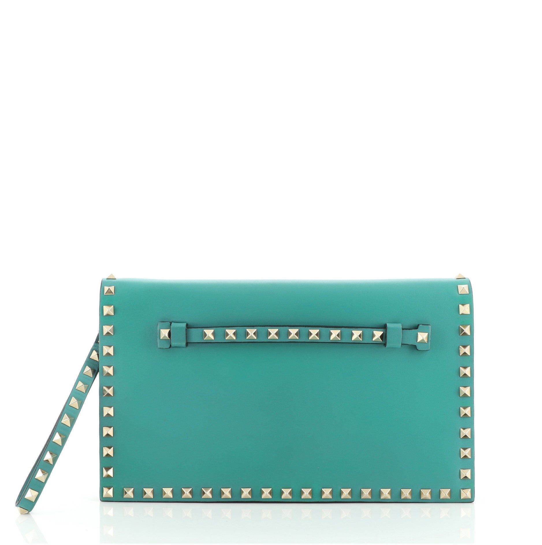 Rockstud Flap Clutch Leather