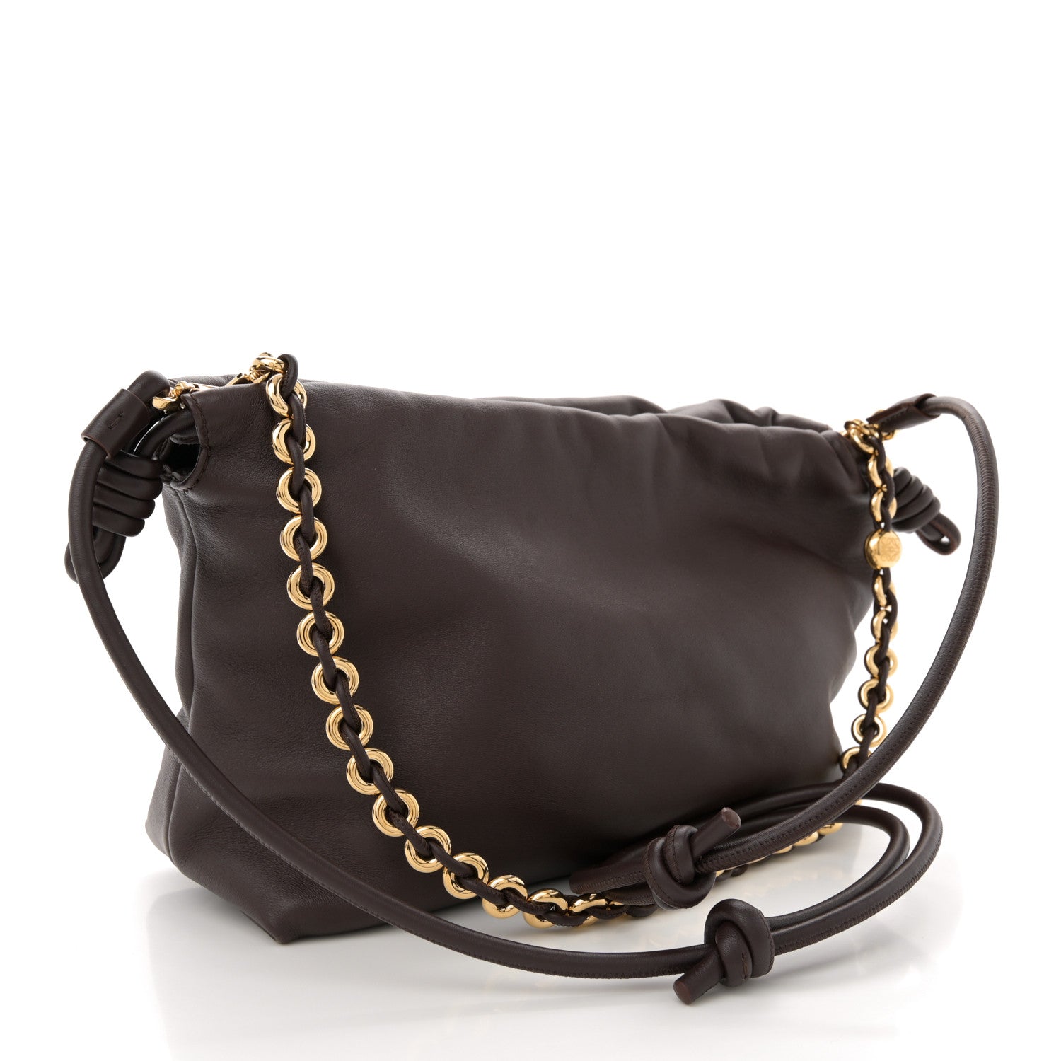 Mellow Nappa Medium Donut Chain Flamenco Knot Clutch Dark Burgundy