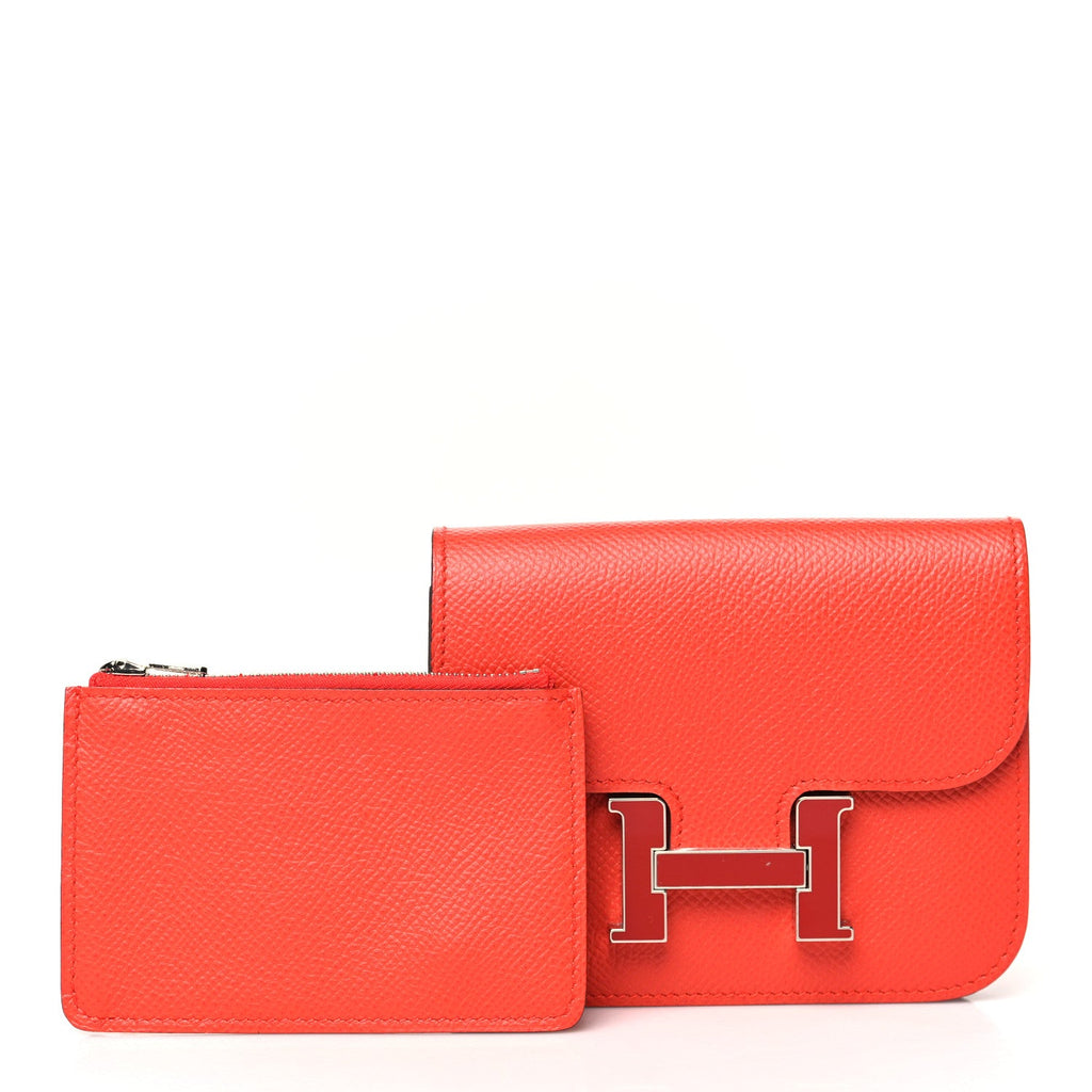 Epsom Enamel Constance Slim Wallet Capucine Sanguine
