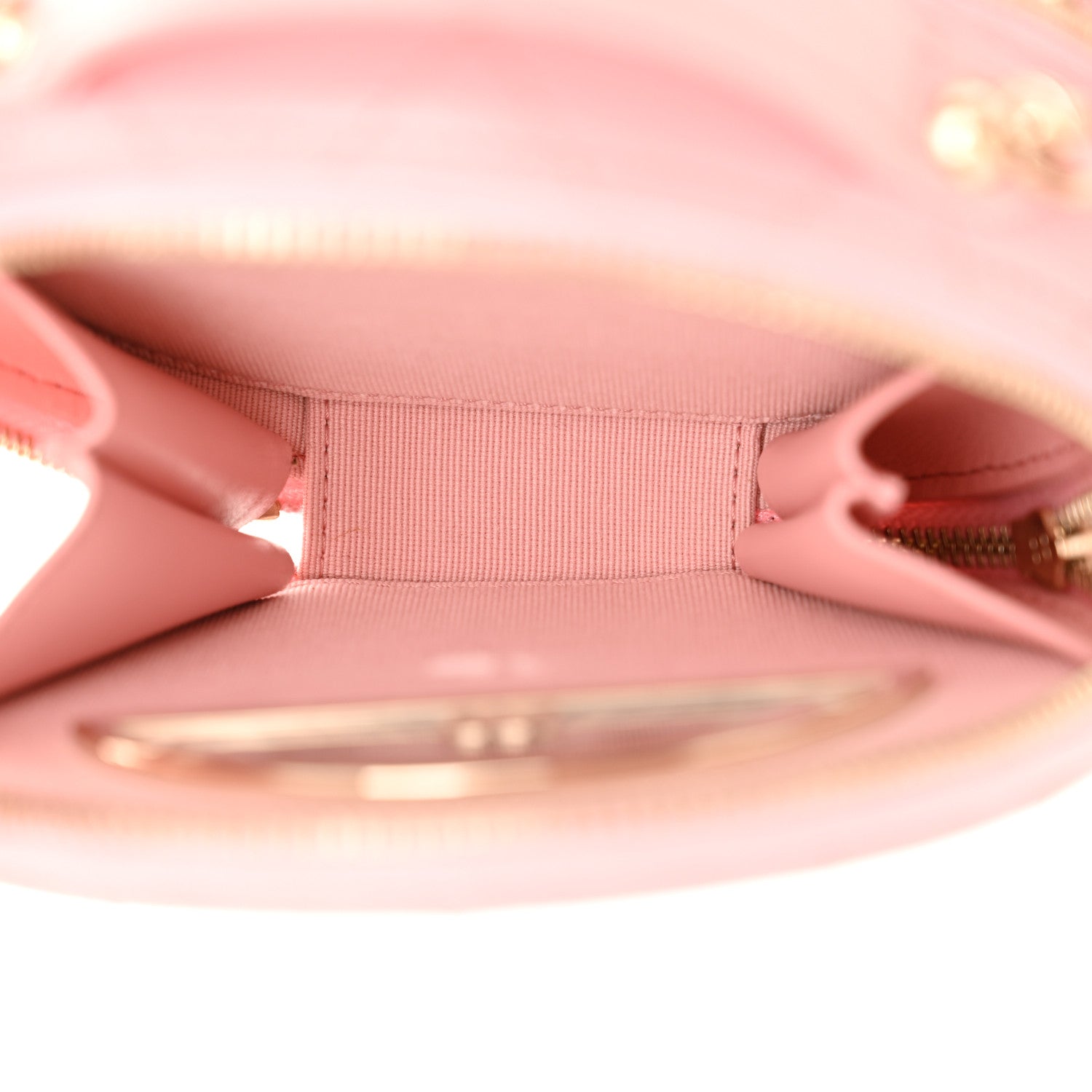 Caviar Quilted Round Handle With Care Vanity With Chain Pink