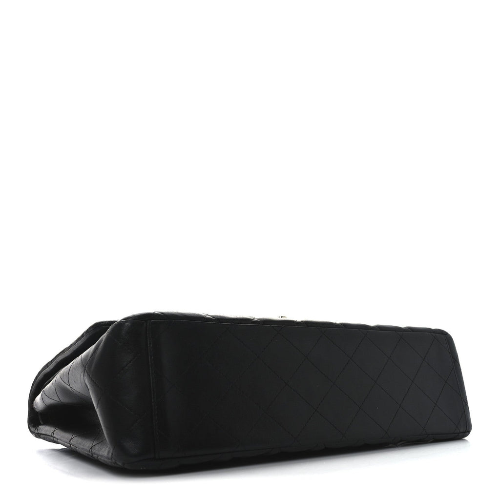 Lambskin Quilted Maxi Double Flap Black