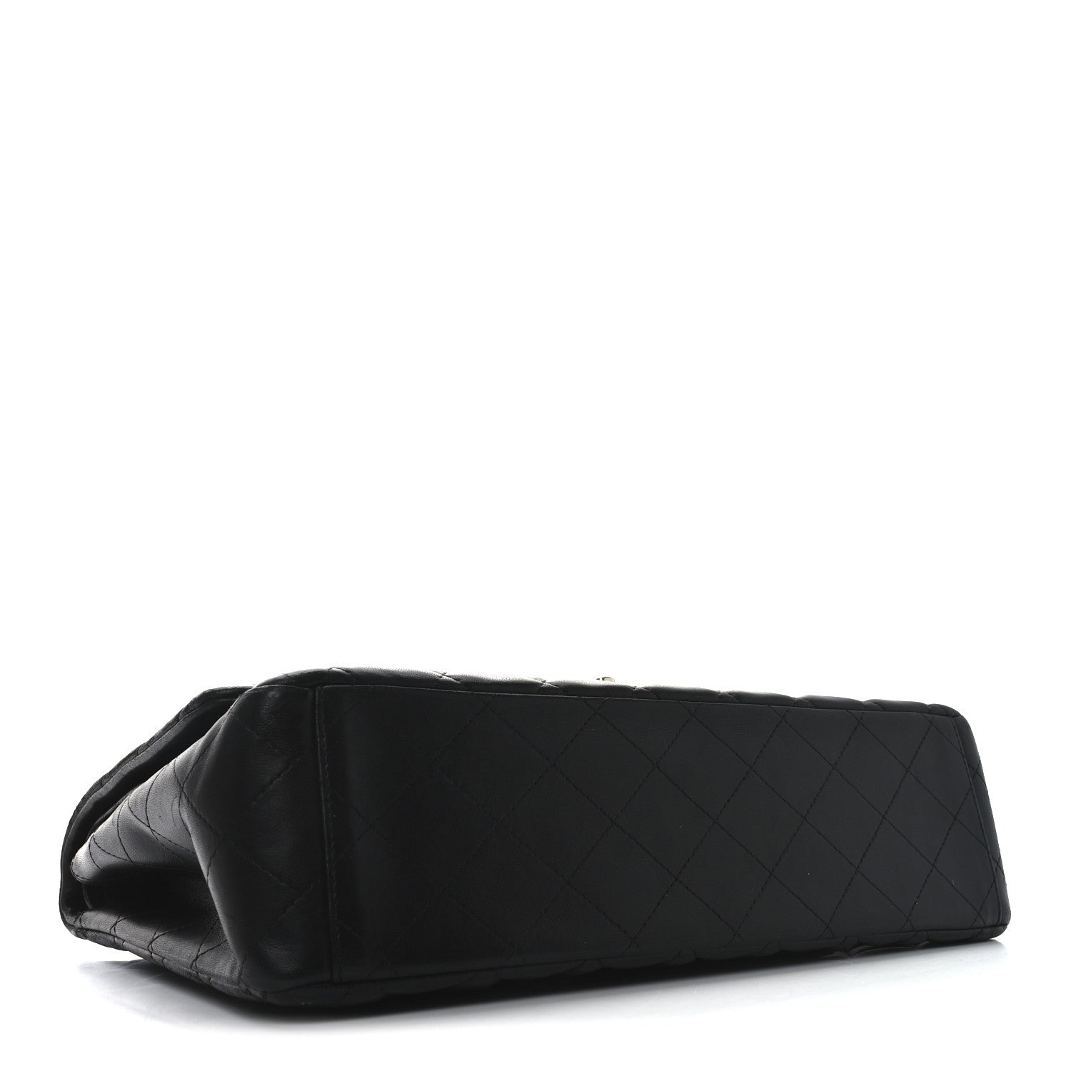 Lambskin Quilted Maxi Double Flap Black