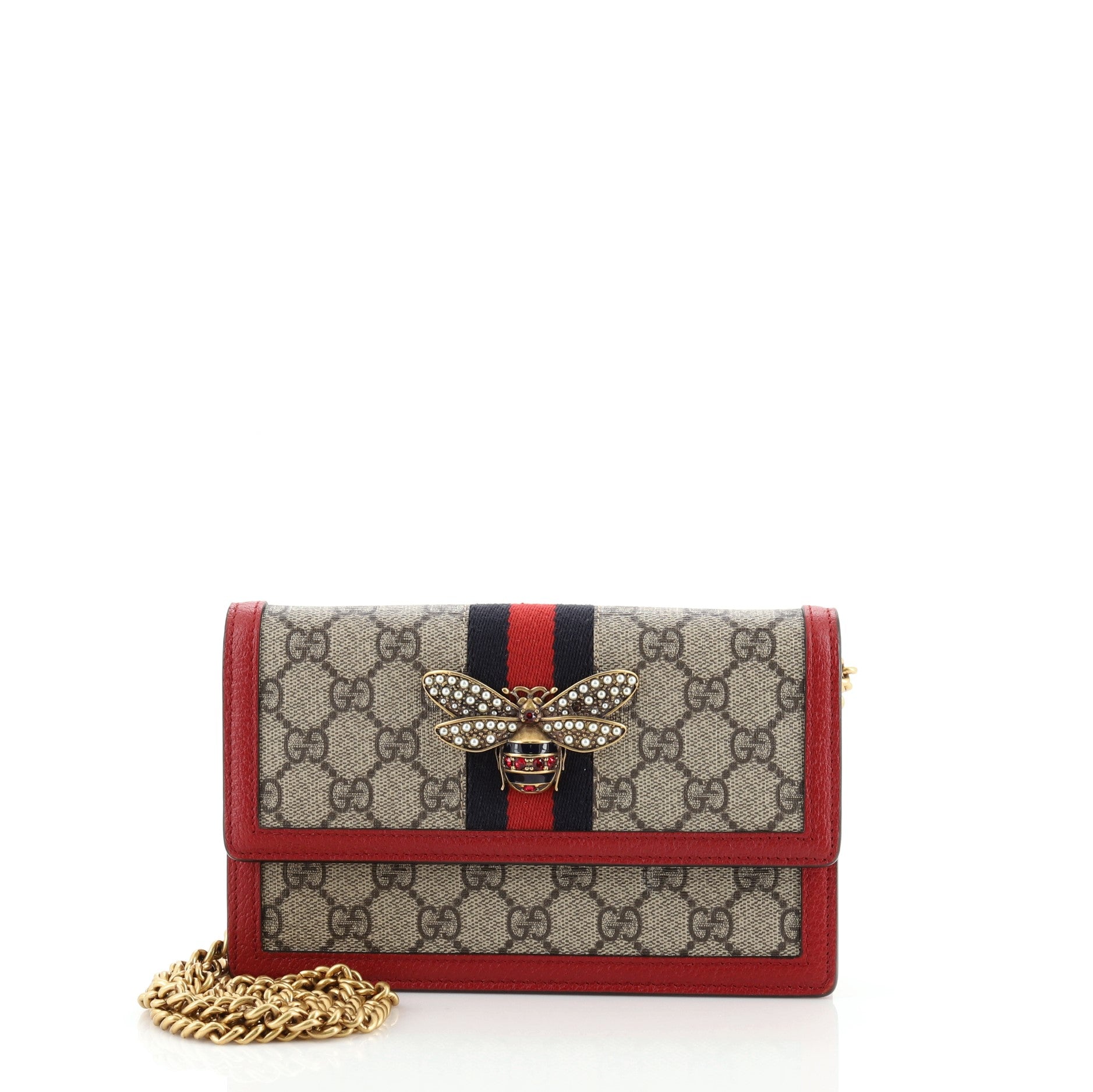 Queen Margaret Chain Wallet GG Coated Canvas Mini