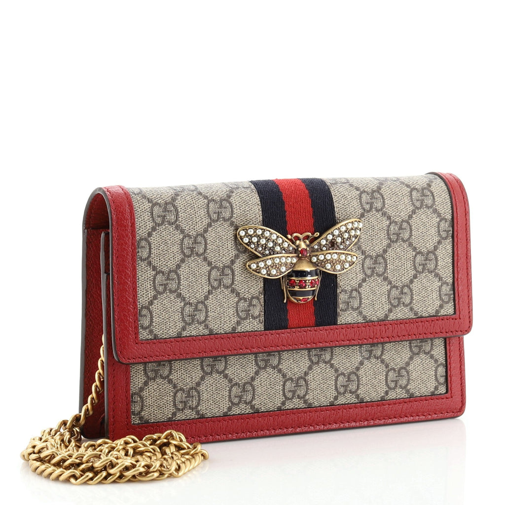 Queen Margaret Chain Wallet GG Coated Canvas Mini