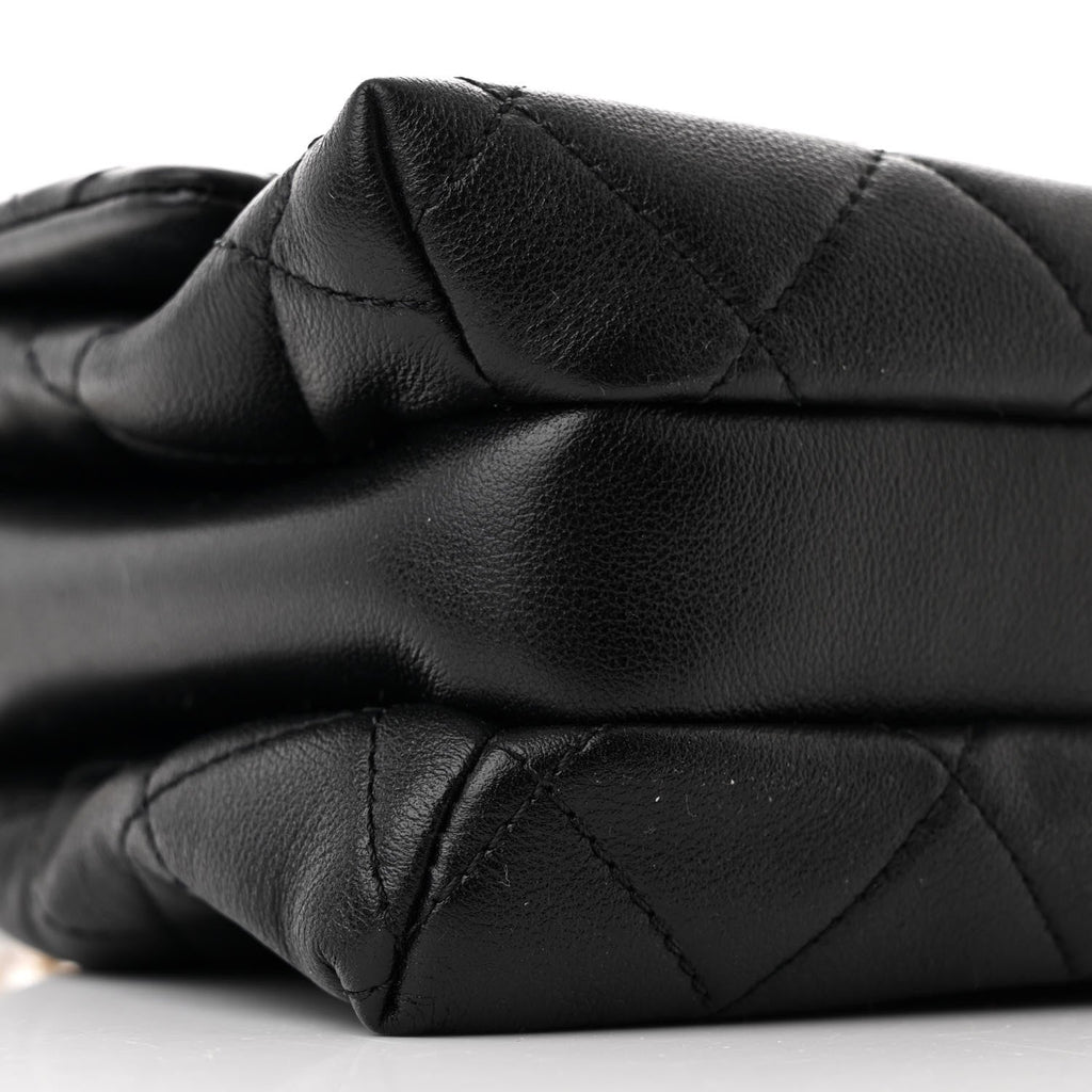 Calfskin Quilted Mini Chain Strap Flap Black