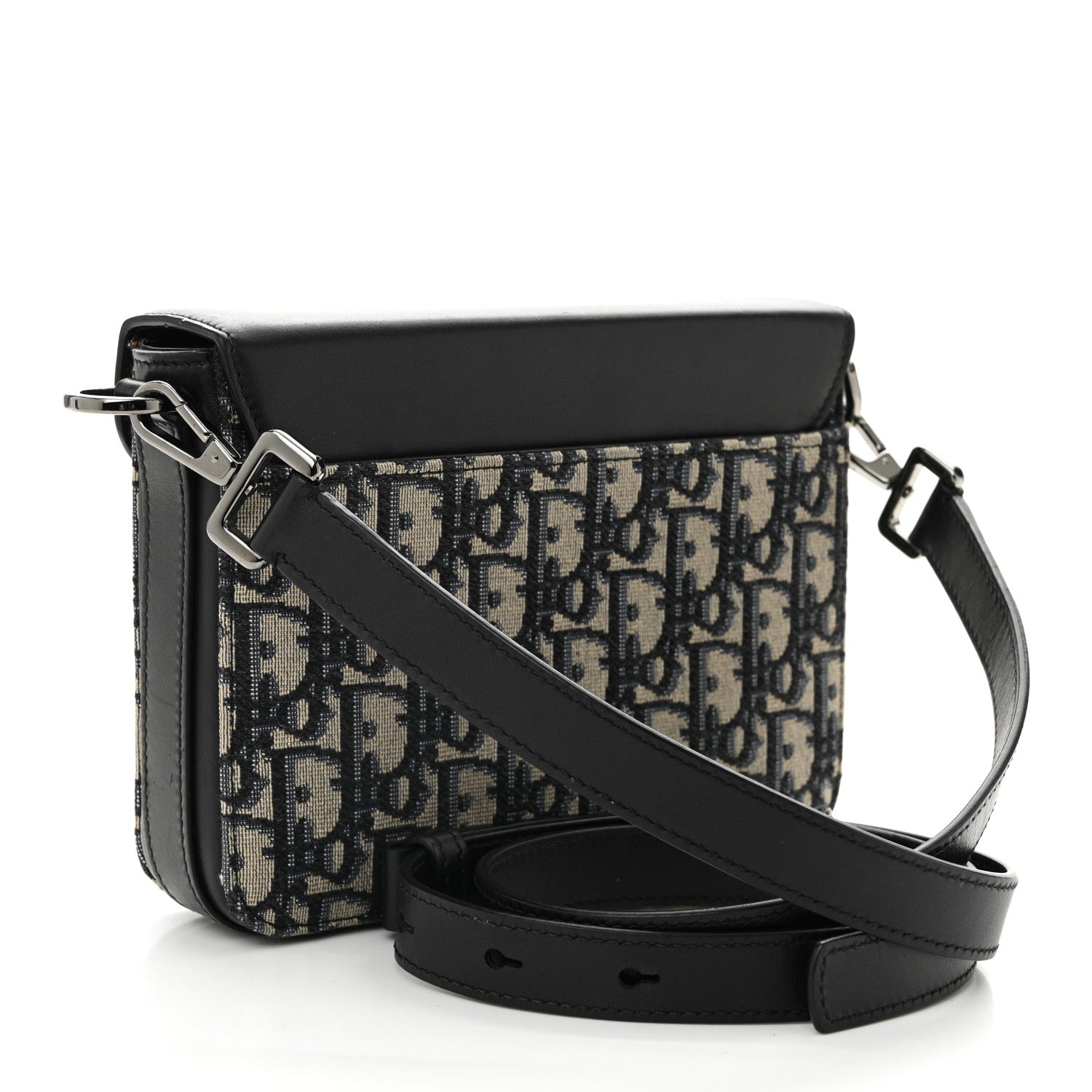Oblique Smooth Calfskin Messenger Beige Black