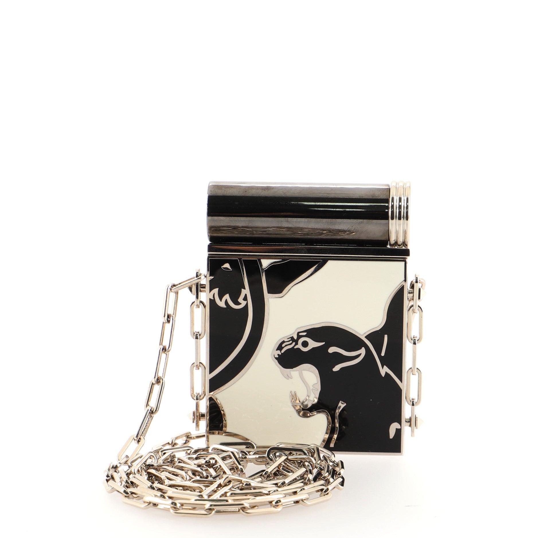 Lipstick Holder and Mirror Minaudiere Metal and Enamel