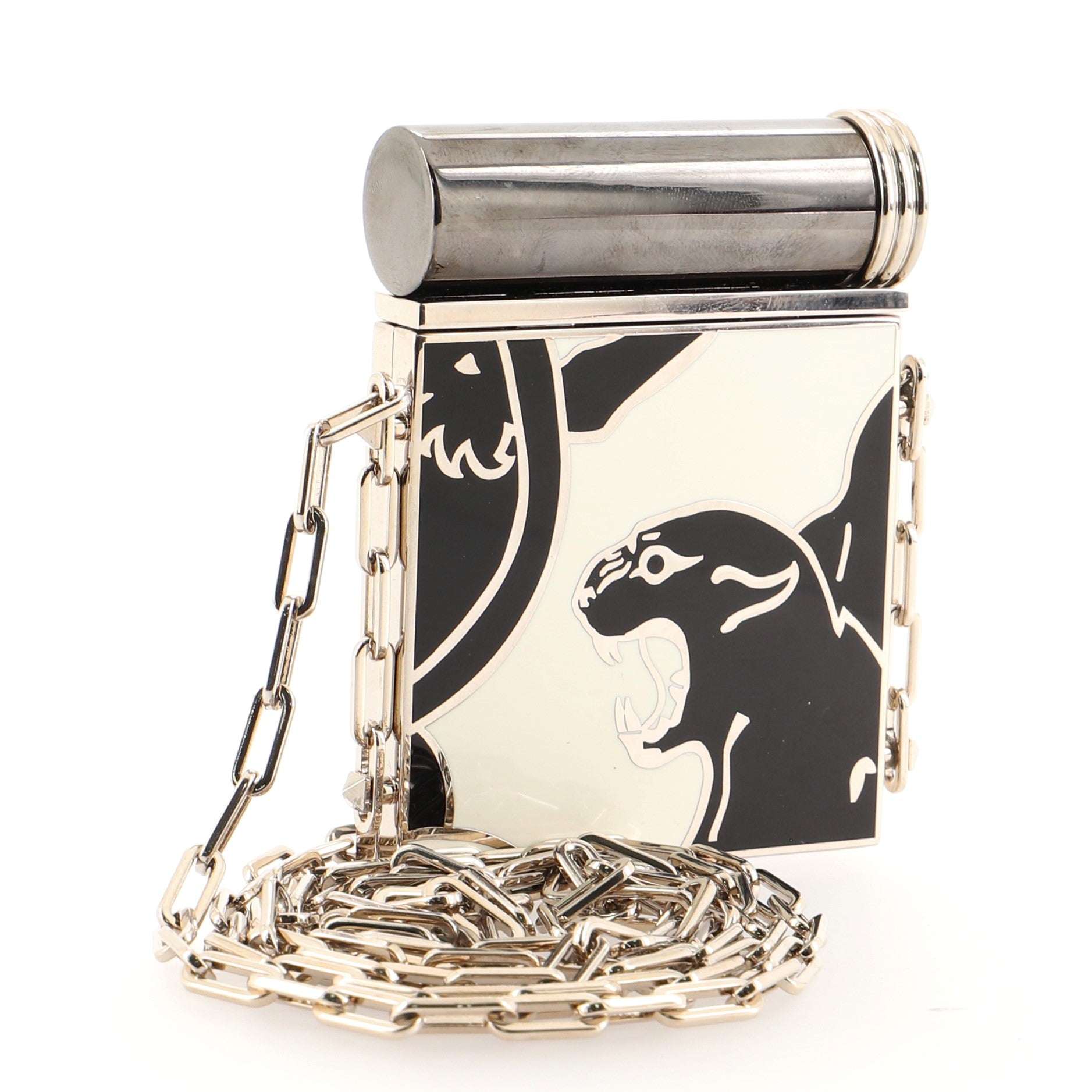 Lipstick Holder and Mirror Minaudiere Metal and Enamel