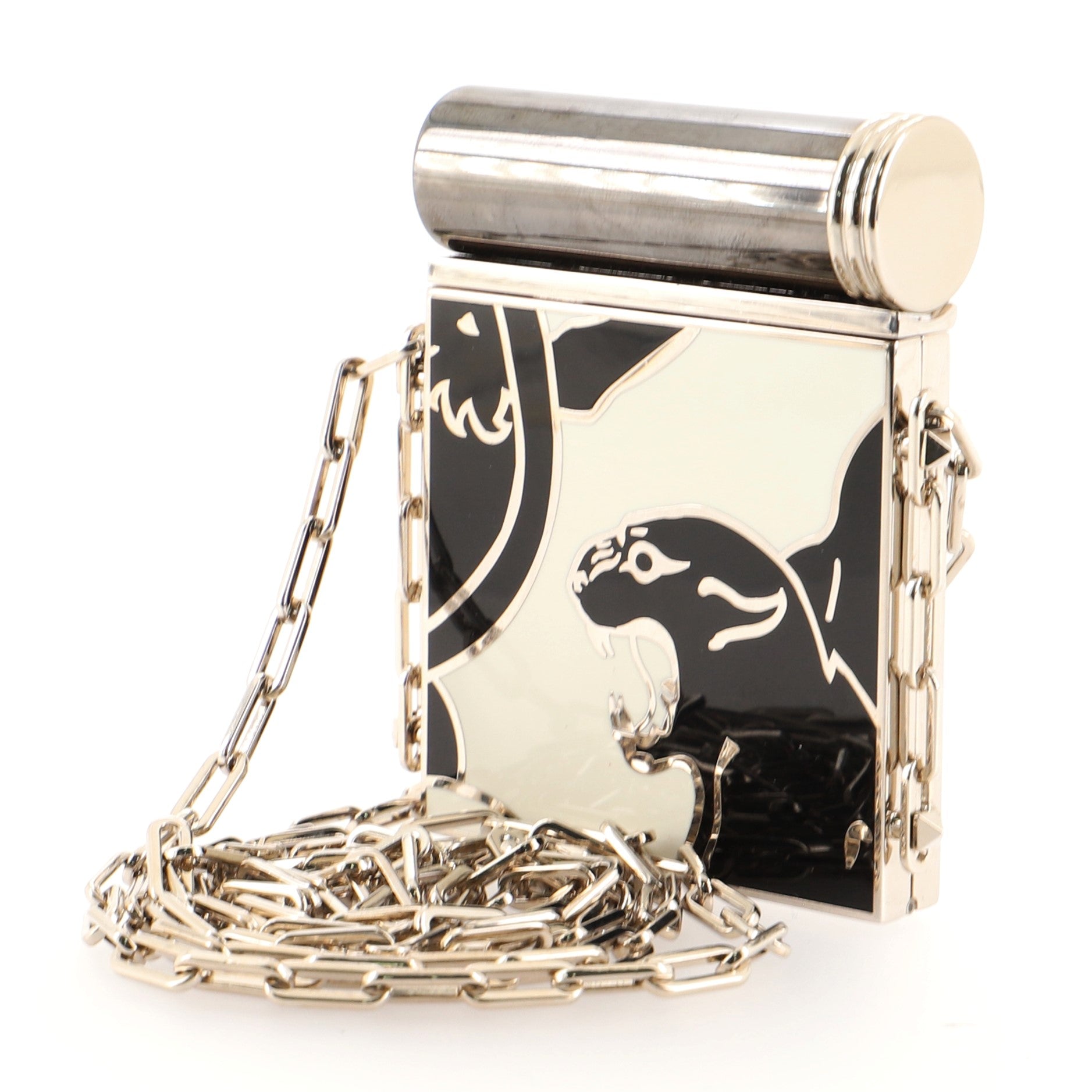 Lipstick Holder and Mirror Minaudiere Metal and Enamel