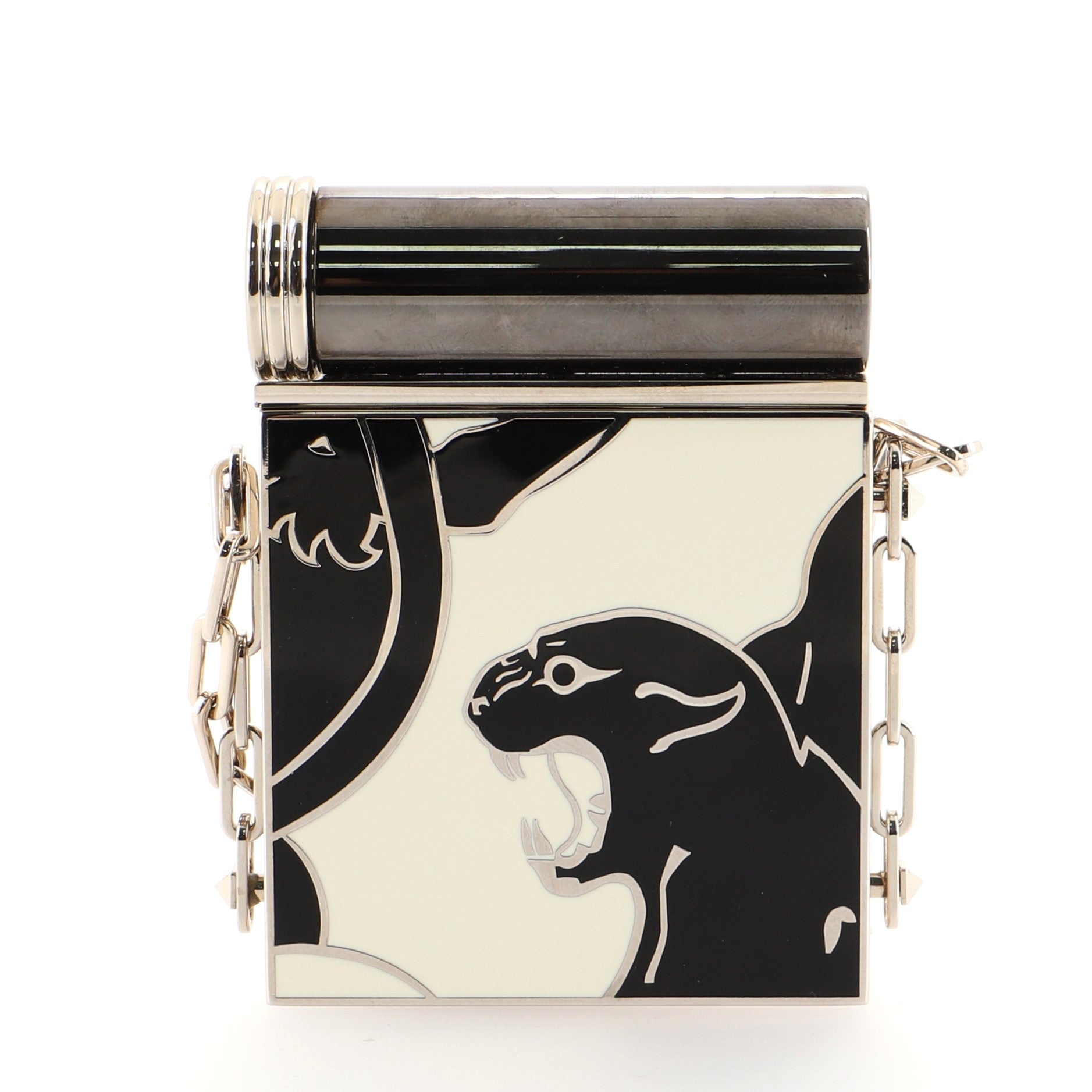 Lipstick Holder and Mirror Minaudiere Metal and Enamel