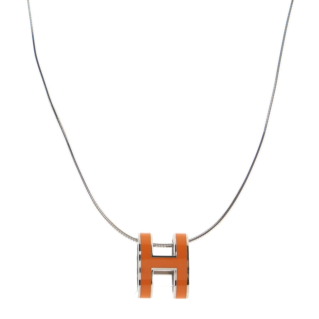 Pop H Pendant Cord Necklace Metal and Enamel