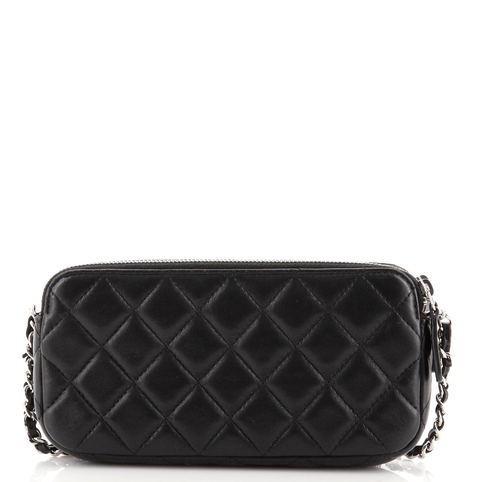 Double Zip Clutch with Chain Quilted Lambskin