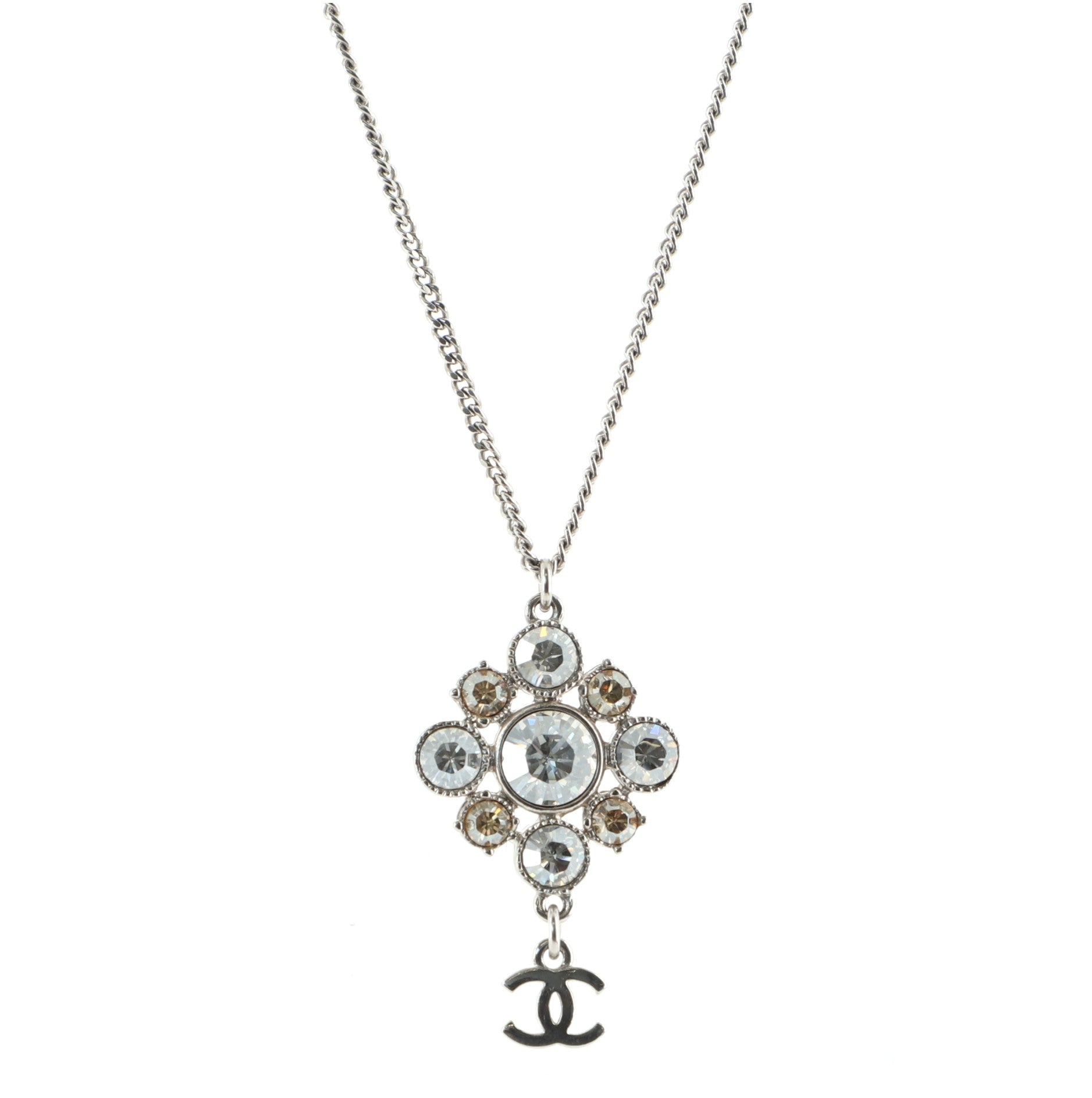 CC Drop Pendant Necklace Metal with Crystals