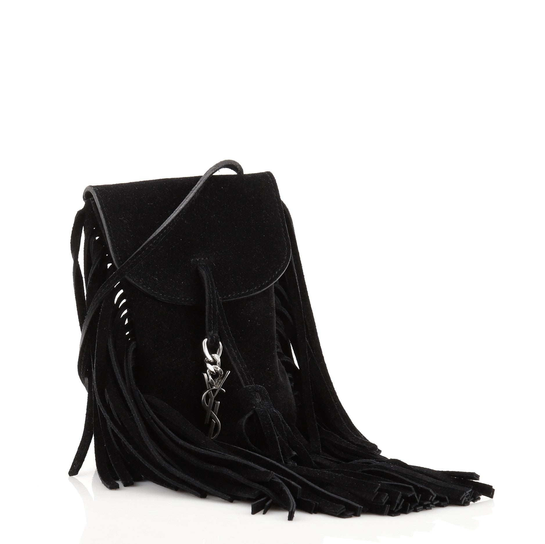 Anita Flat Fringe Crossbody Bag Suede Mini
