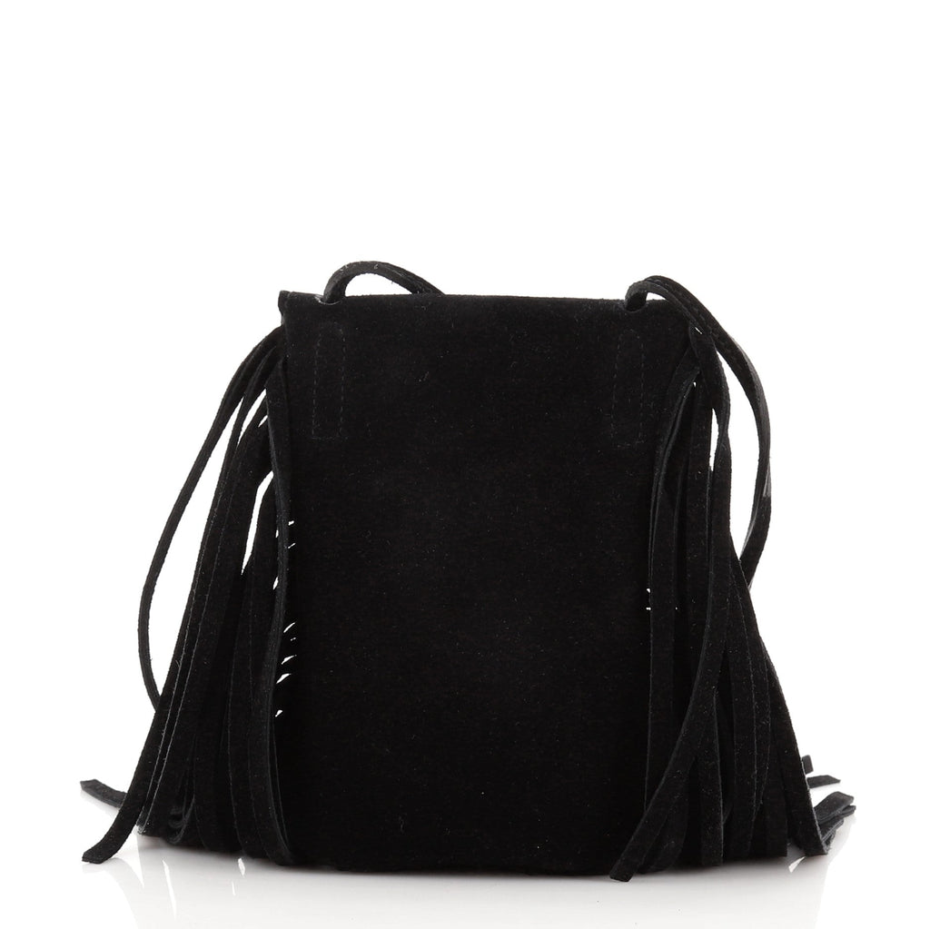 Anita Flat Fringe Crossbody Bag Suede Mini