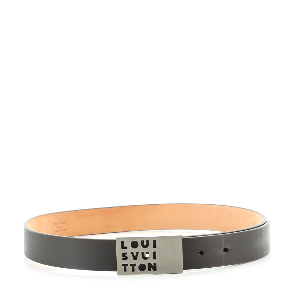 Logo Cutout Buckle Belt Leather Medium 80