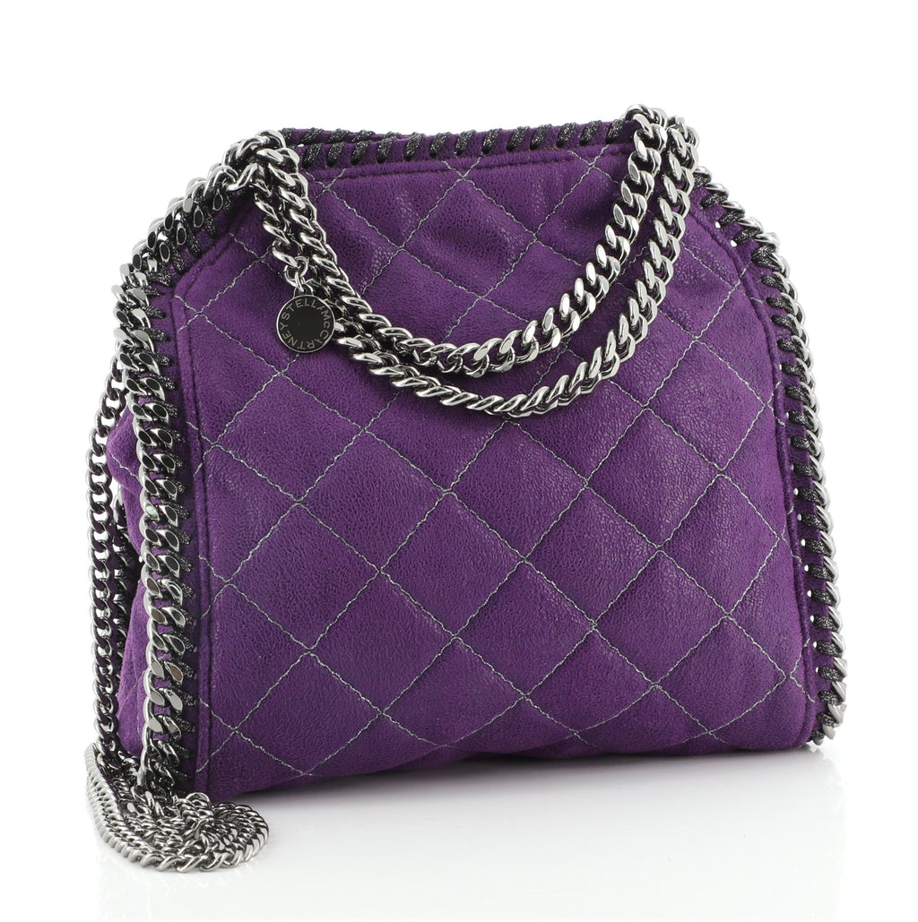 Falabella Fold Over Crossbody Bag Quilted Shaggy Deer Mini