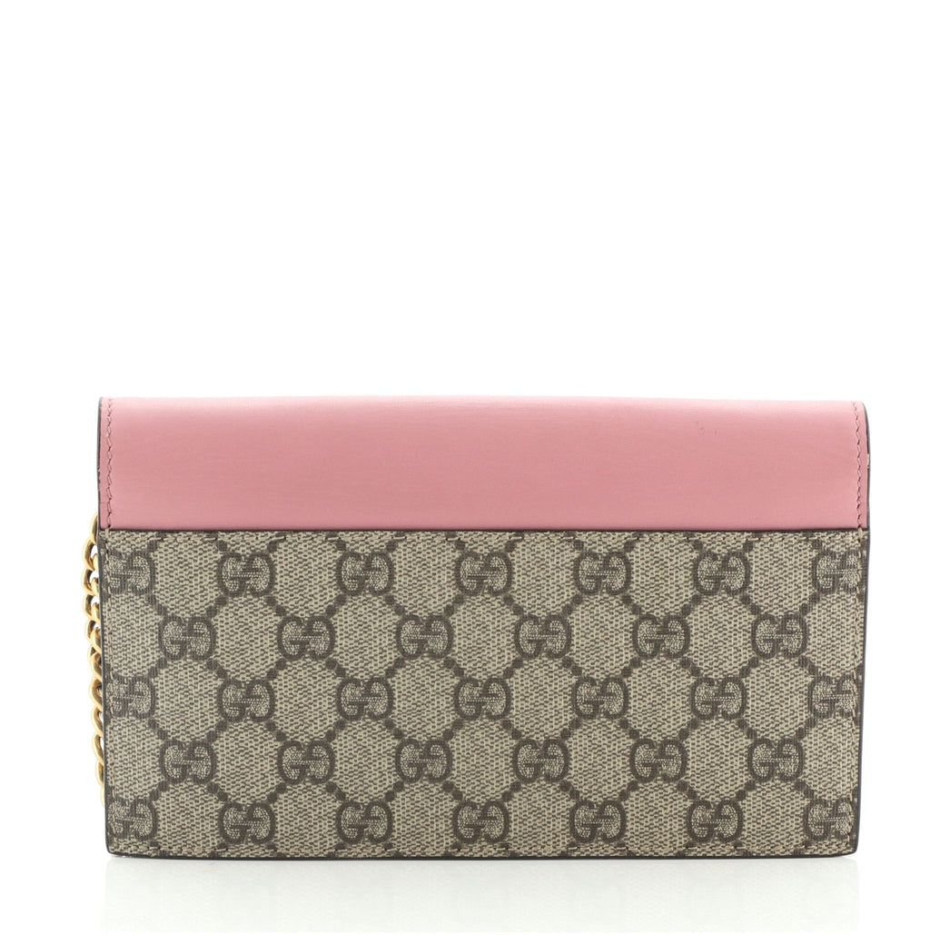 Pearly Wallet on Chain Coated Canvas with Leather Mini