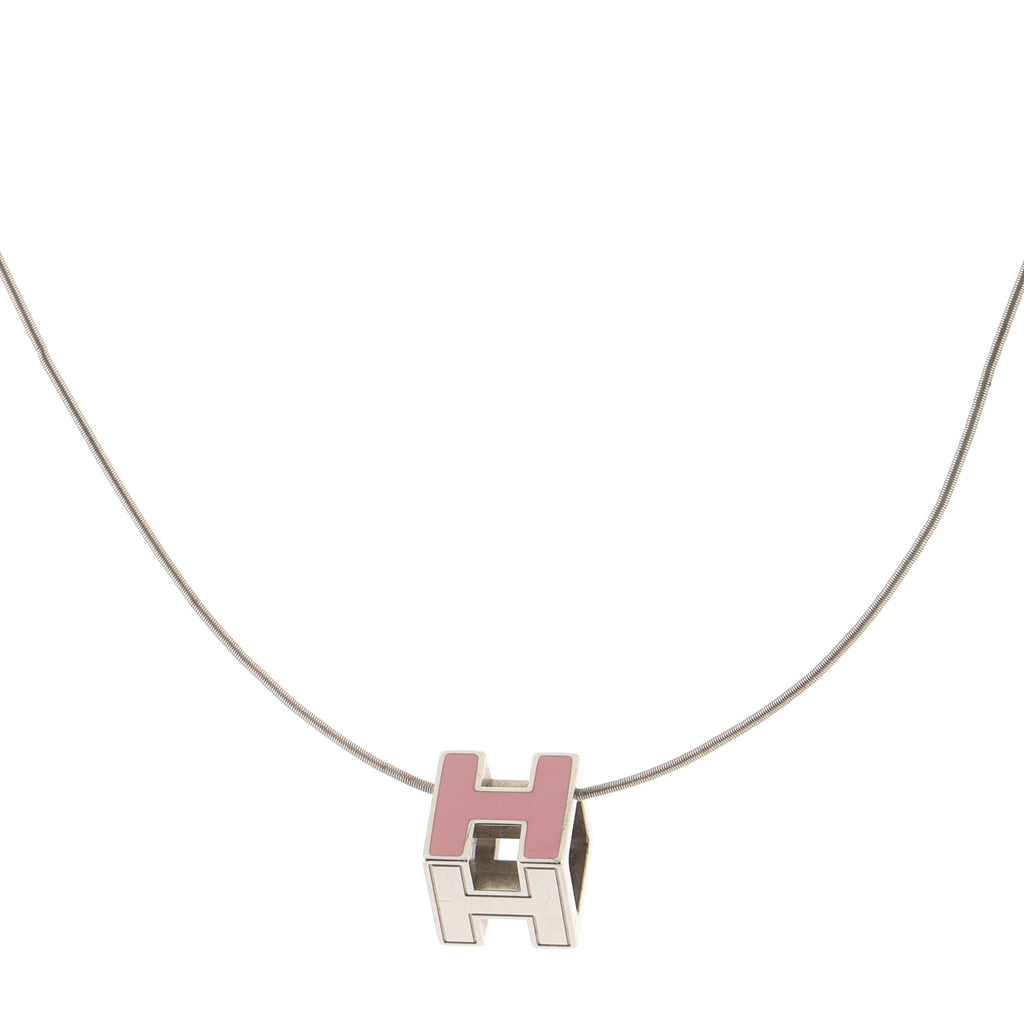 Pop H Cube Pendant Necklace Metal with Enamel