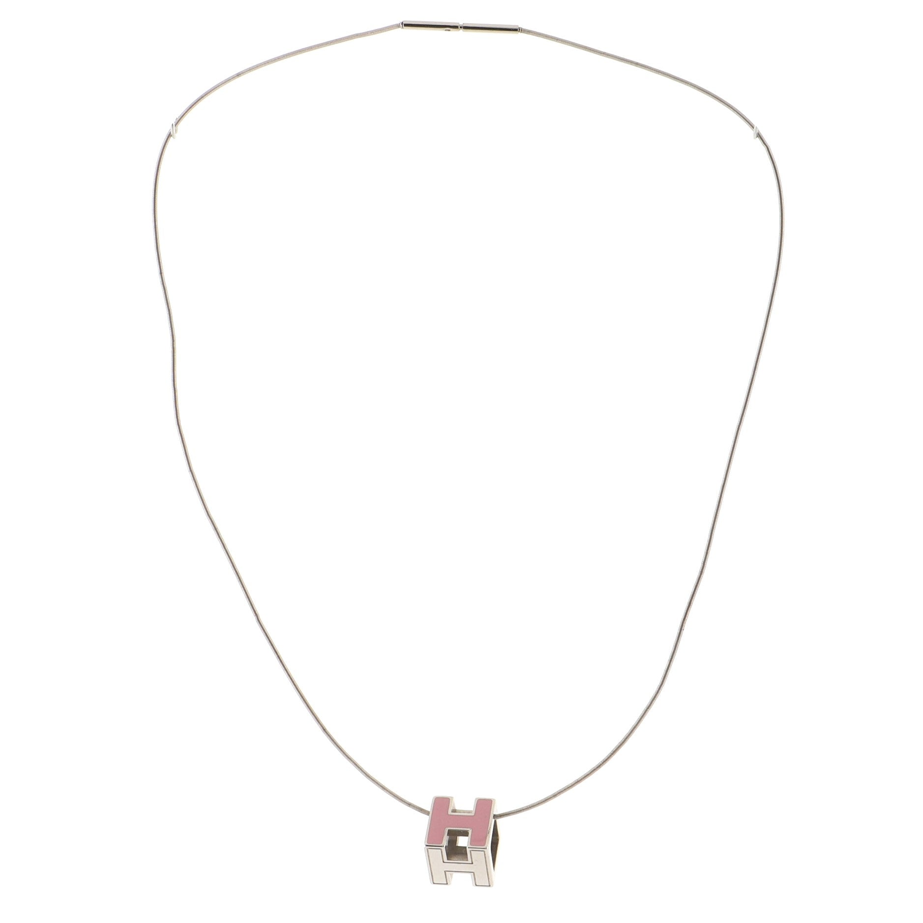 Pop H Cube Pendant Necklace Metal with Enamel