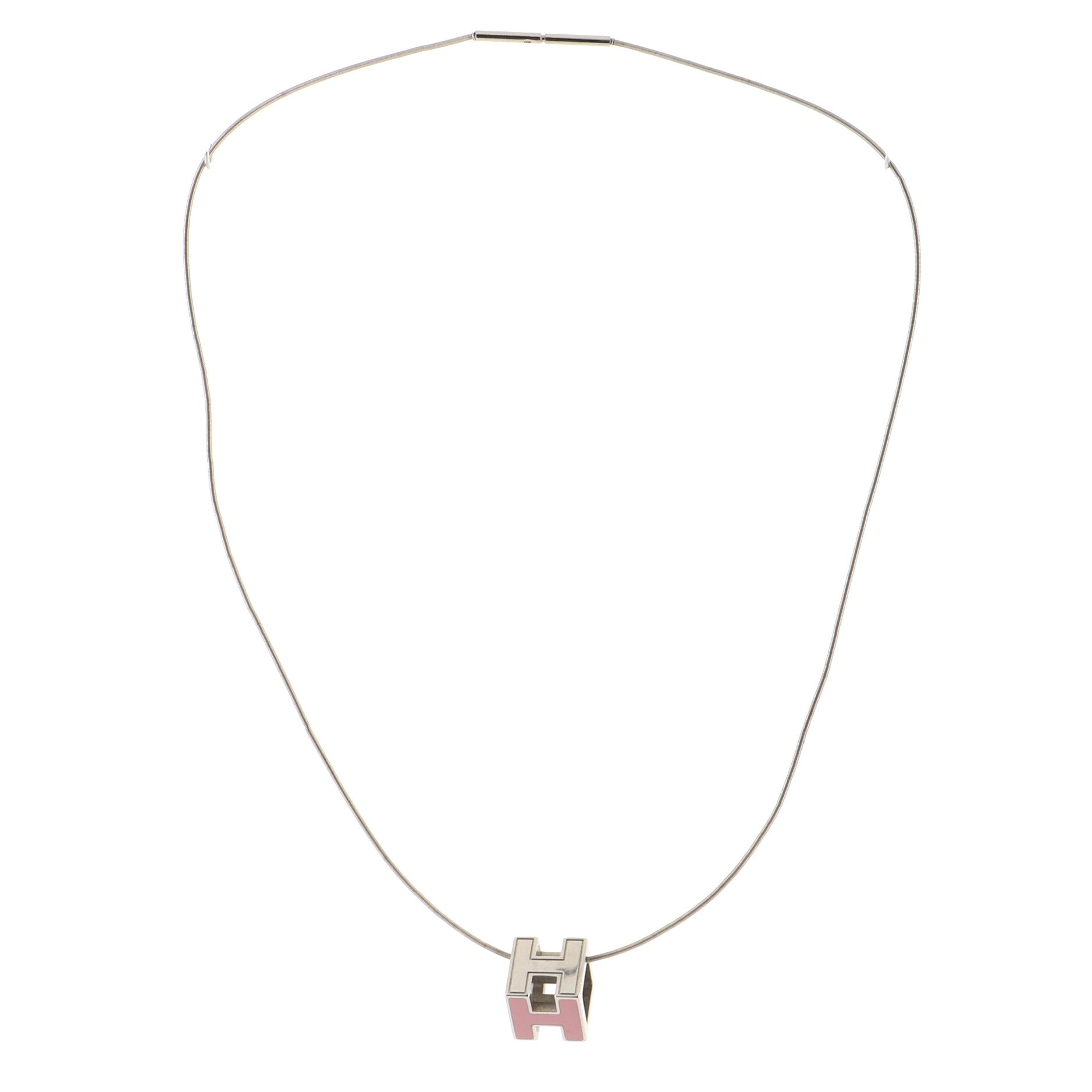 Pop H Cube Pendant Necklace Metal with Enamel