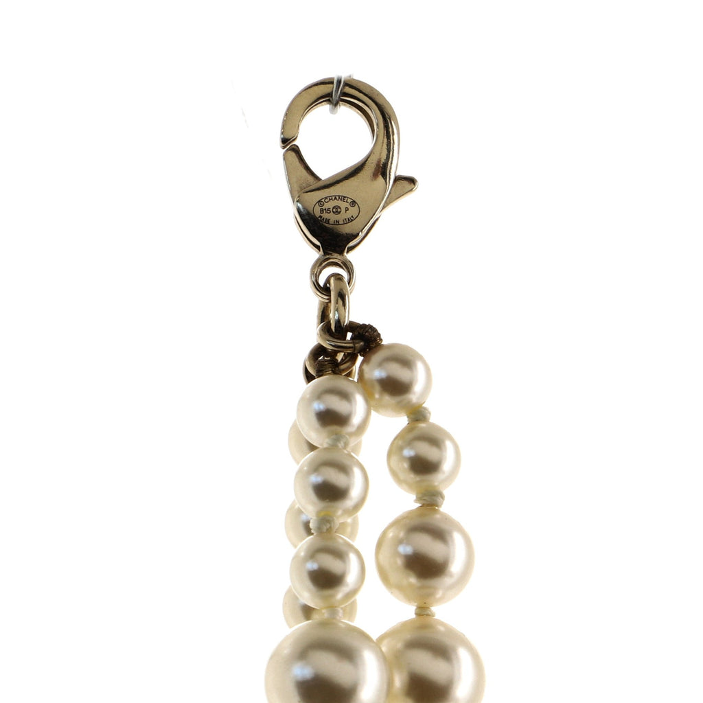 CC Orb Triple Strand Necklace Faux Pearls