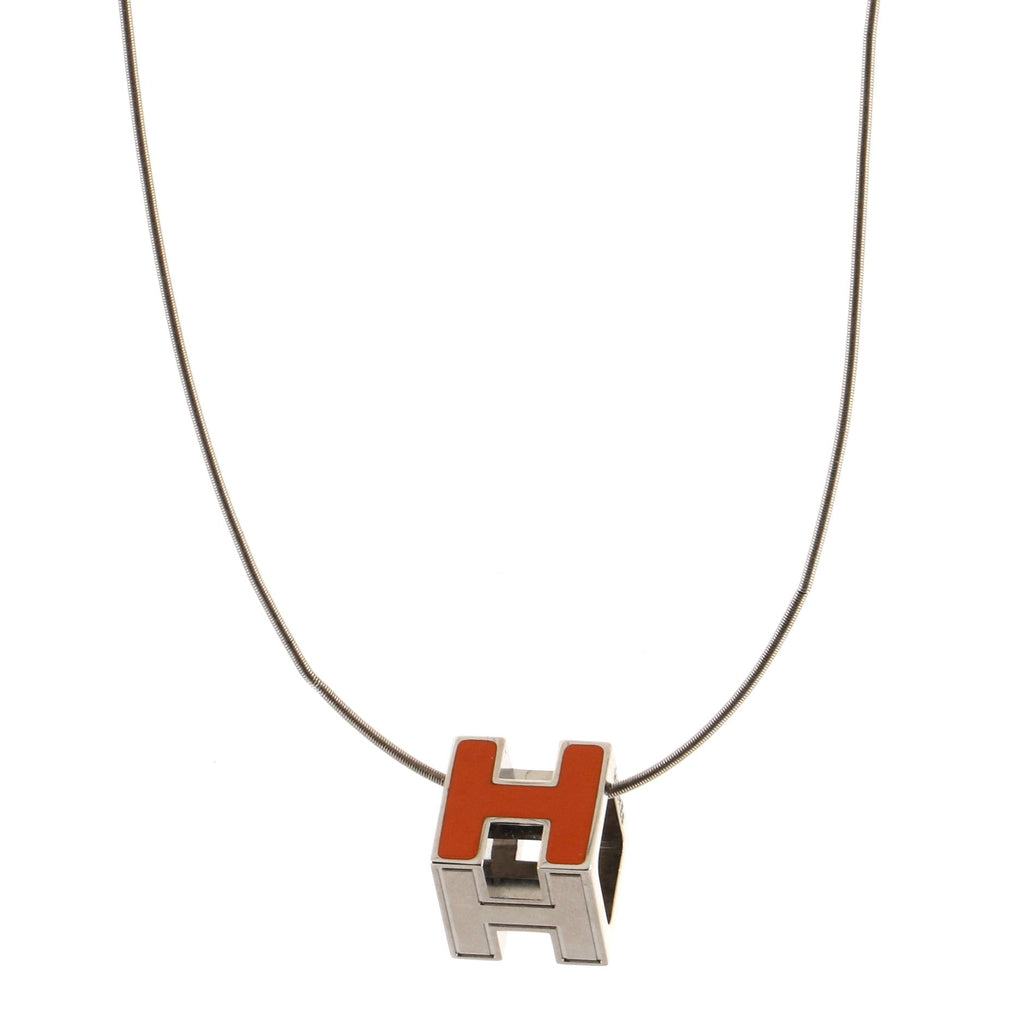 Pop H Cube Pendant Necklace Metal with Enamel