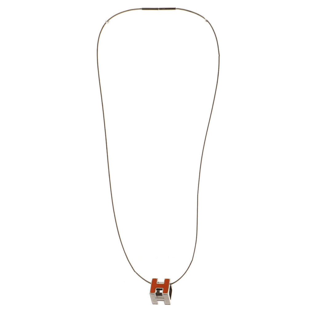 Pop H Cube Pendant Necklace Metal with Enamel