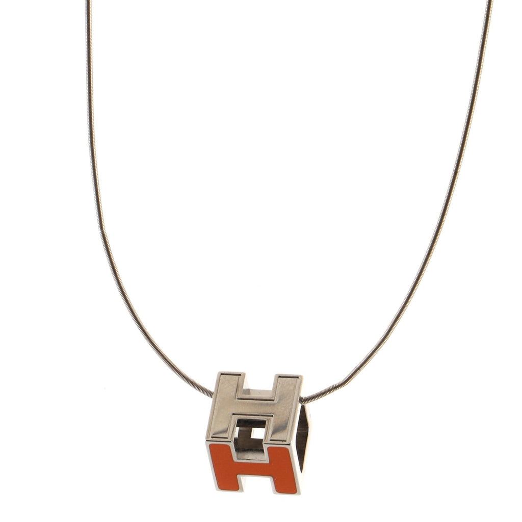 Pop H Cube Pendant Necklace Metal with Enamel