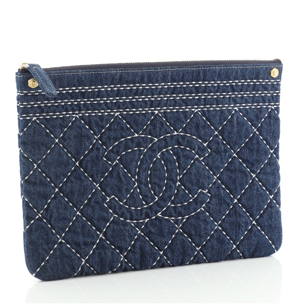 O Case Clutch Stitched Denim Medium
