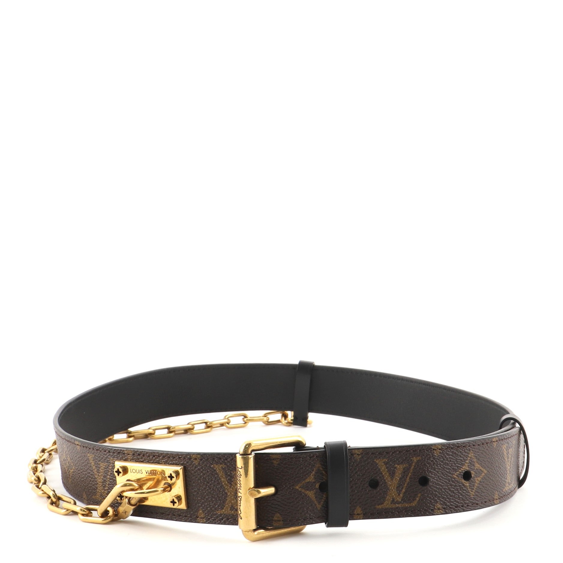 Signature Chain Belt Macassar Monogram Canvas Medium 85