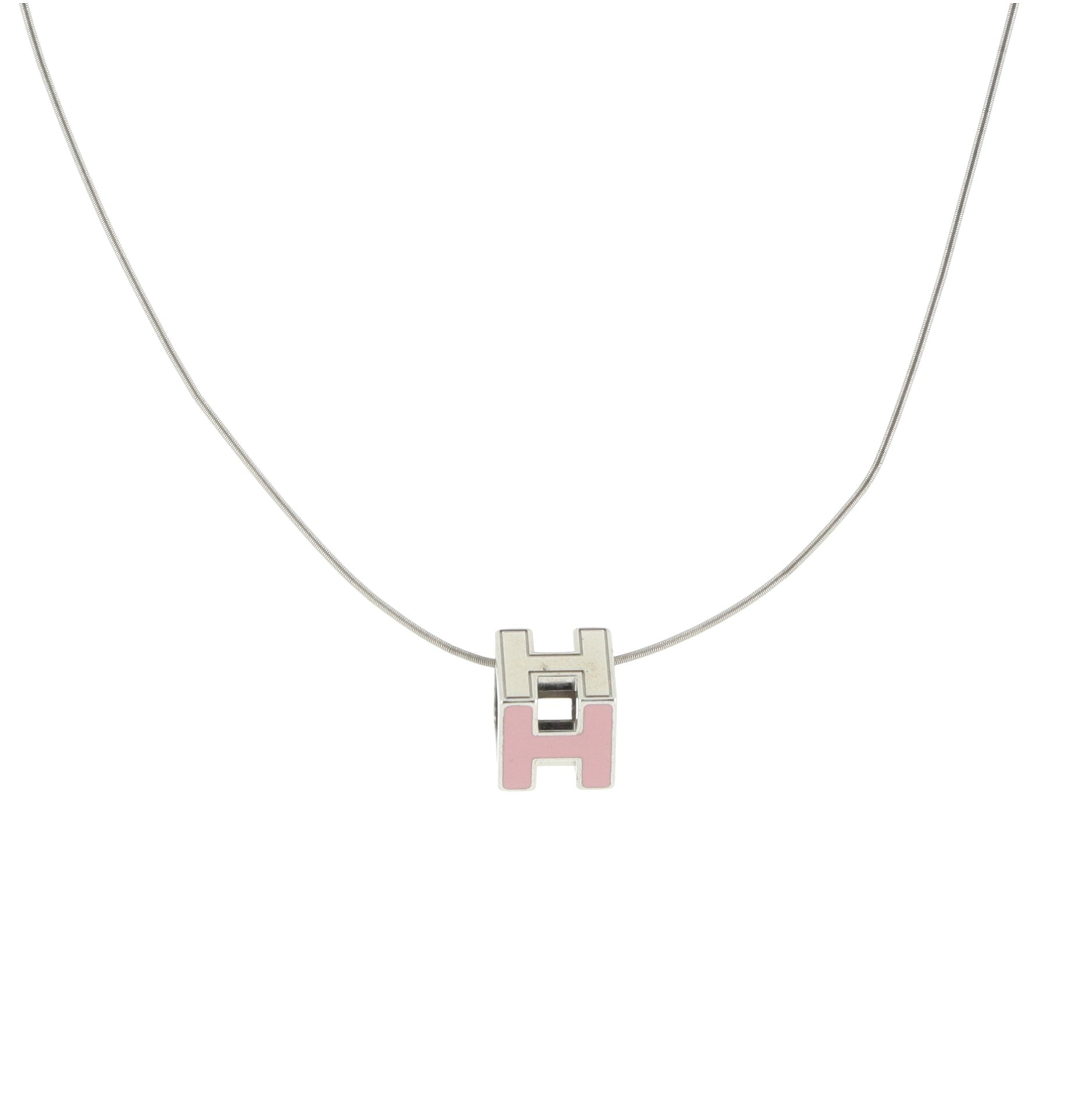 Pop H Cube Pendant Necklace Metal with Enamel