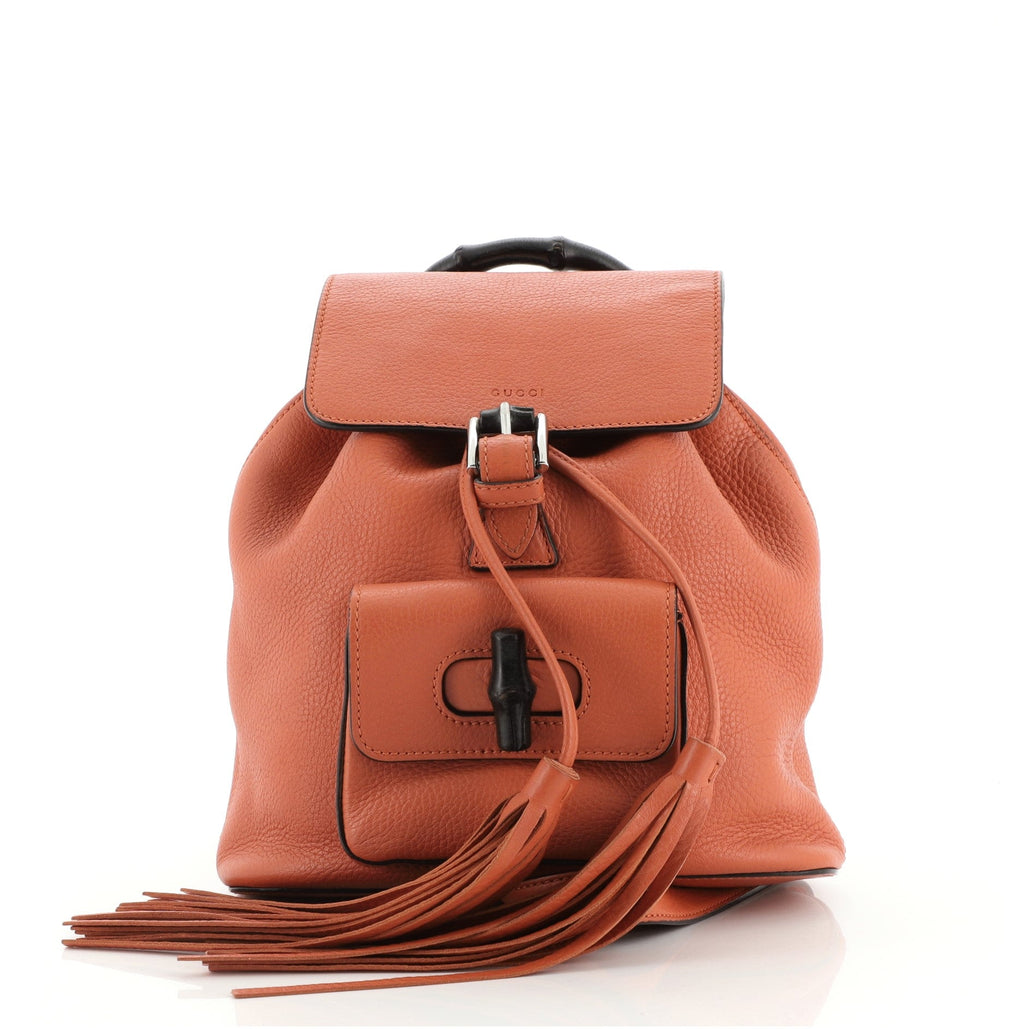 Bamboo Tassel Backpack Leather Mini