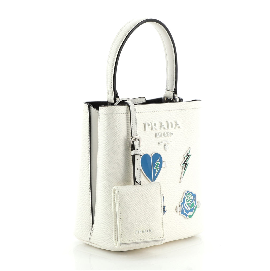 Convertible Bucket Bag Embellished Saffiano Leather Mini